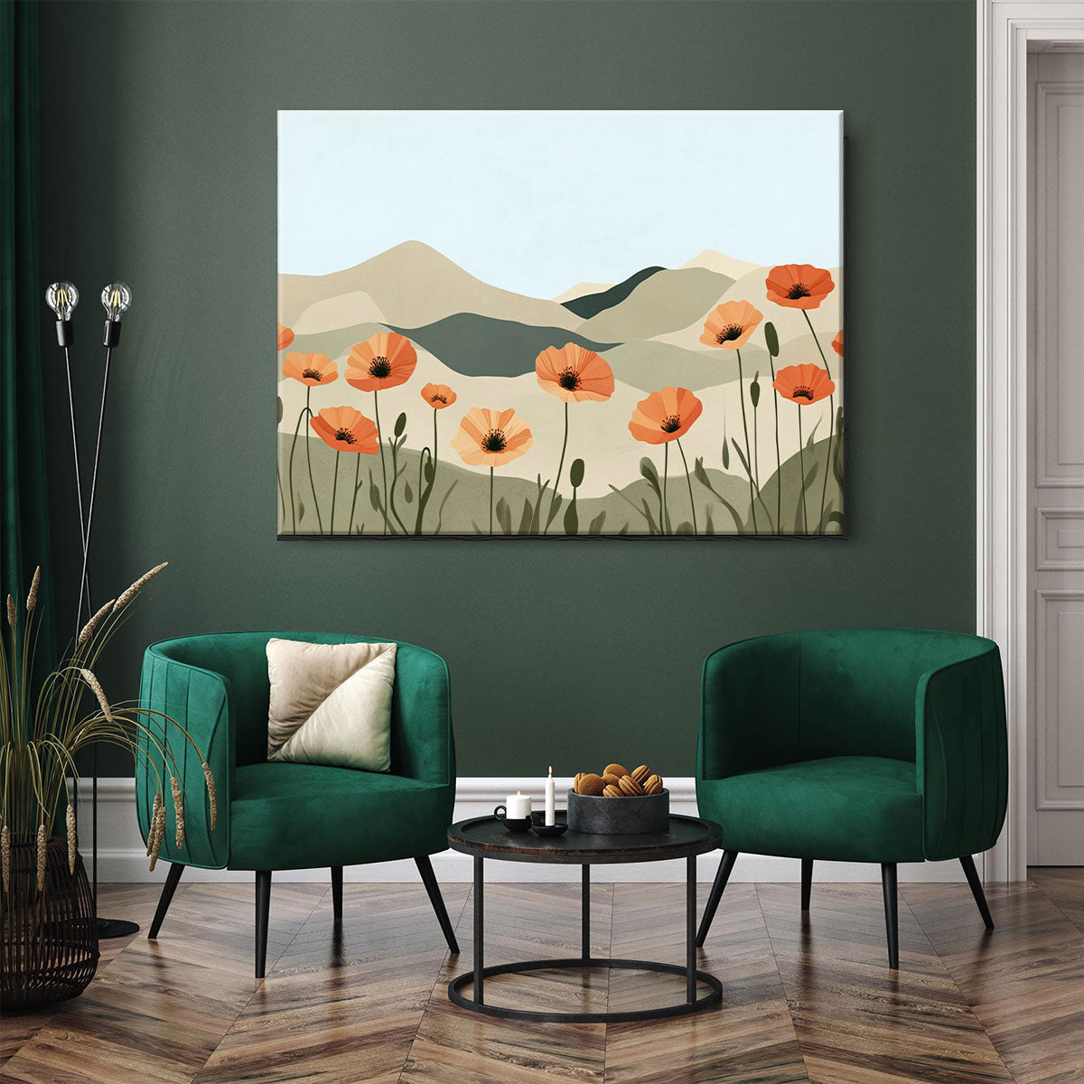 Sunset Poppy Field Modern Wall Artwork