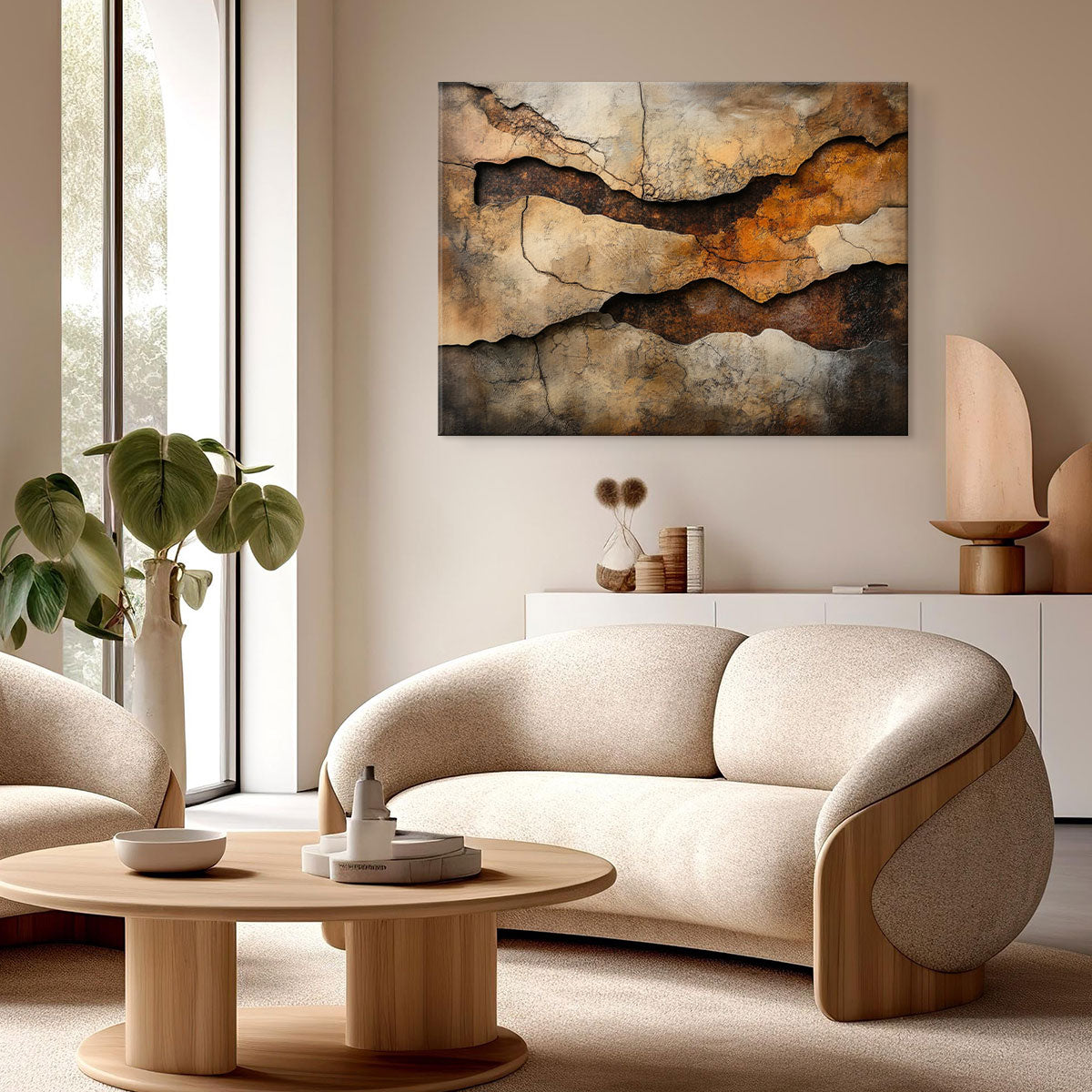 Layered Abstract Canvas Wall Art – Textured Minimalist Painting