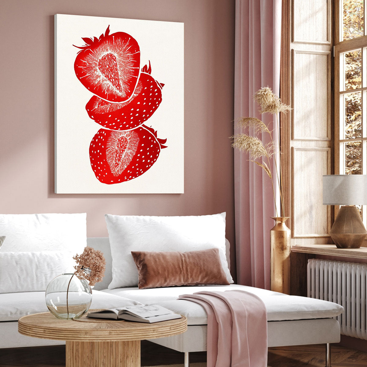 Ruby Strawberry Slices Abstract Wall Art