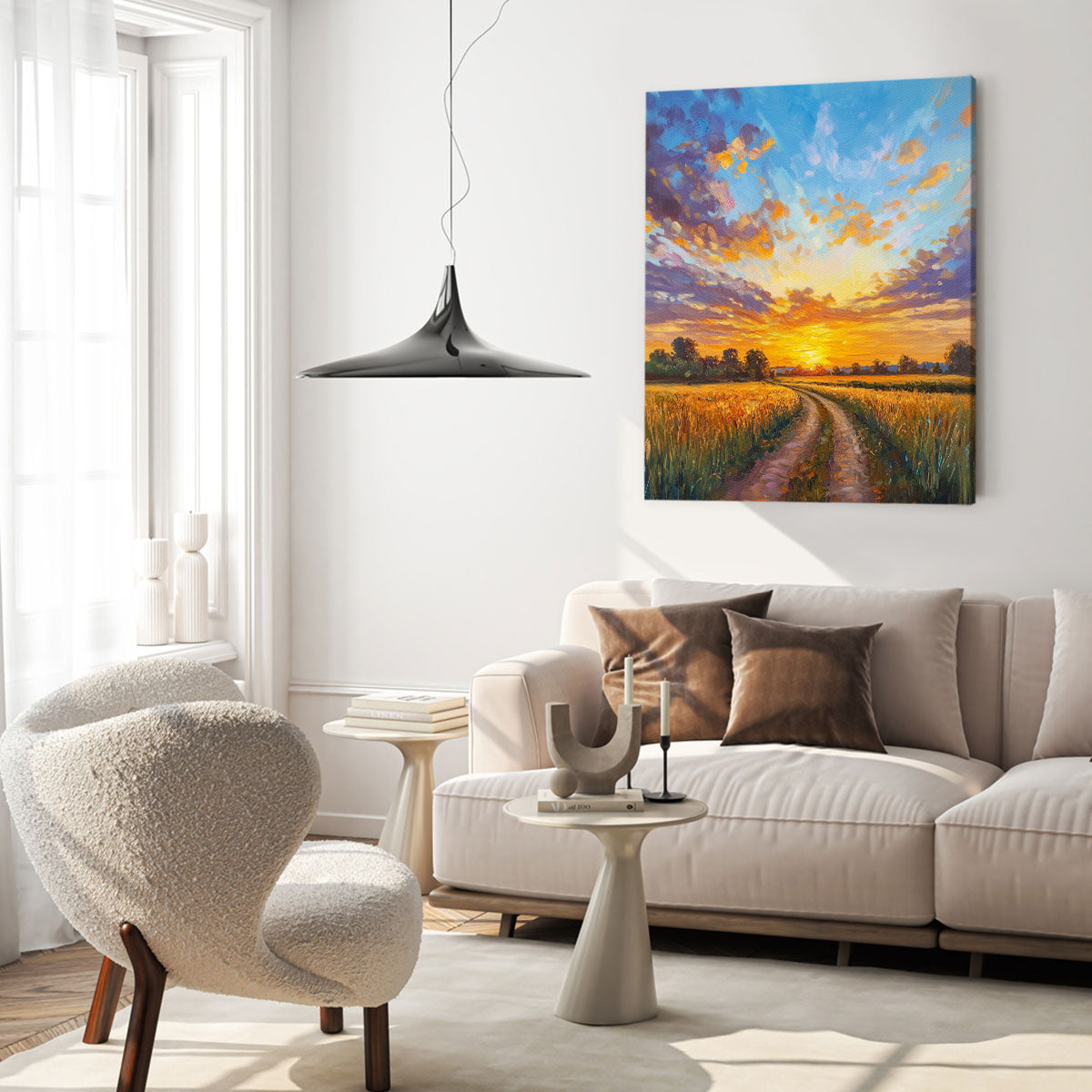 Golden Field Path Sunset Fine Arts Print