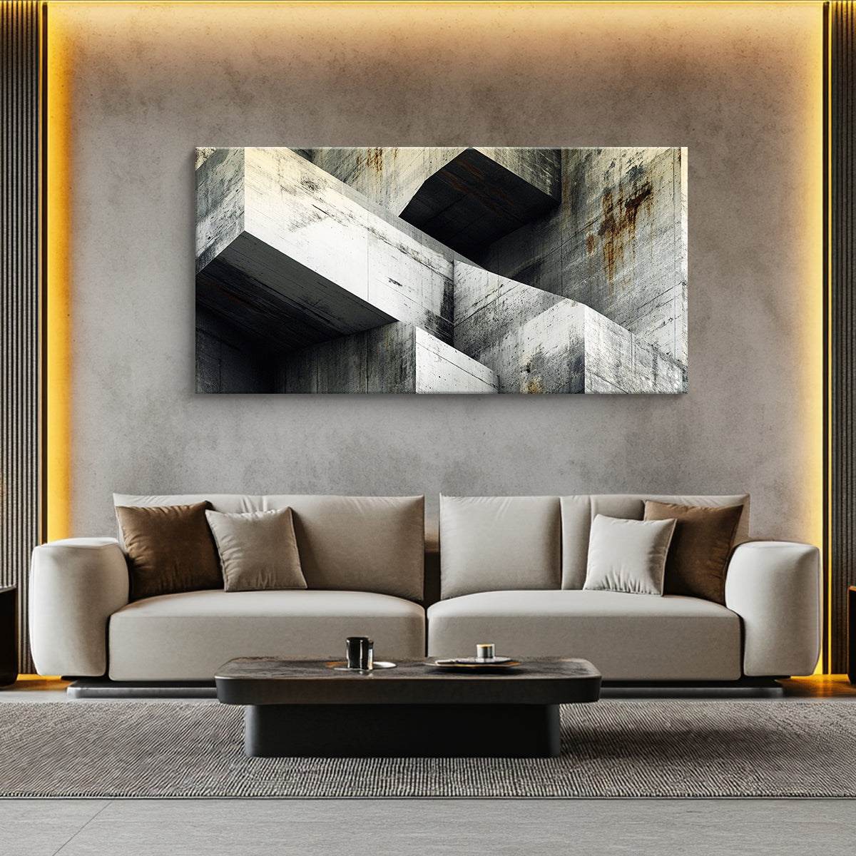 Geometric Deconstruction Industrial Abstract Canvas Wall Art
