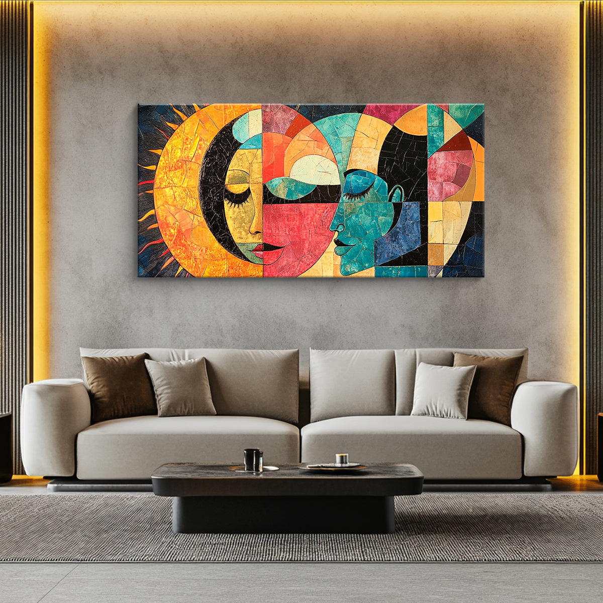 Celestial Embrace Vibrant Abstract Canvas Wall Art