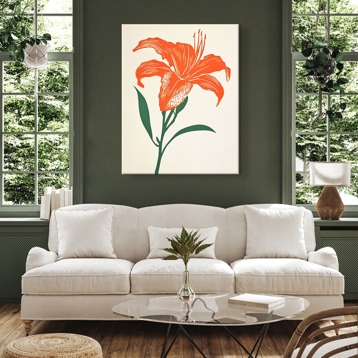 Vibrant Orange Lilies Canvas Boho Wall Decor