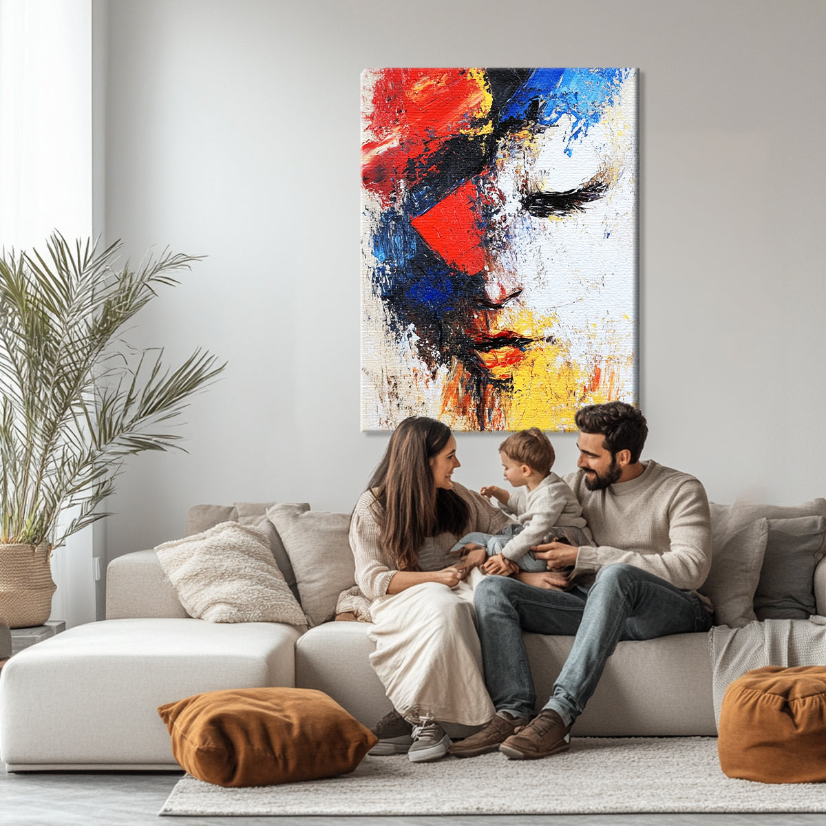Dreaming Colors Abstract Portraiture Canvas Wall Art for Living Room