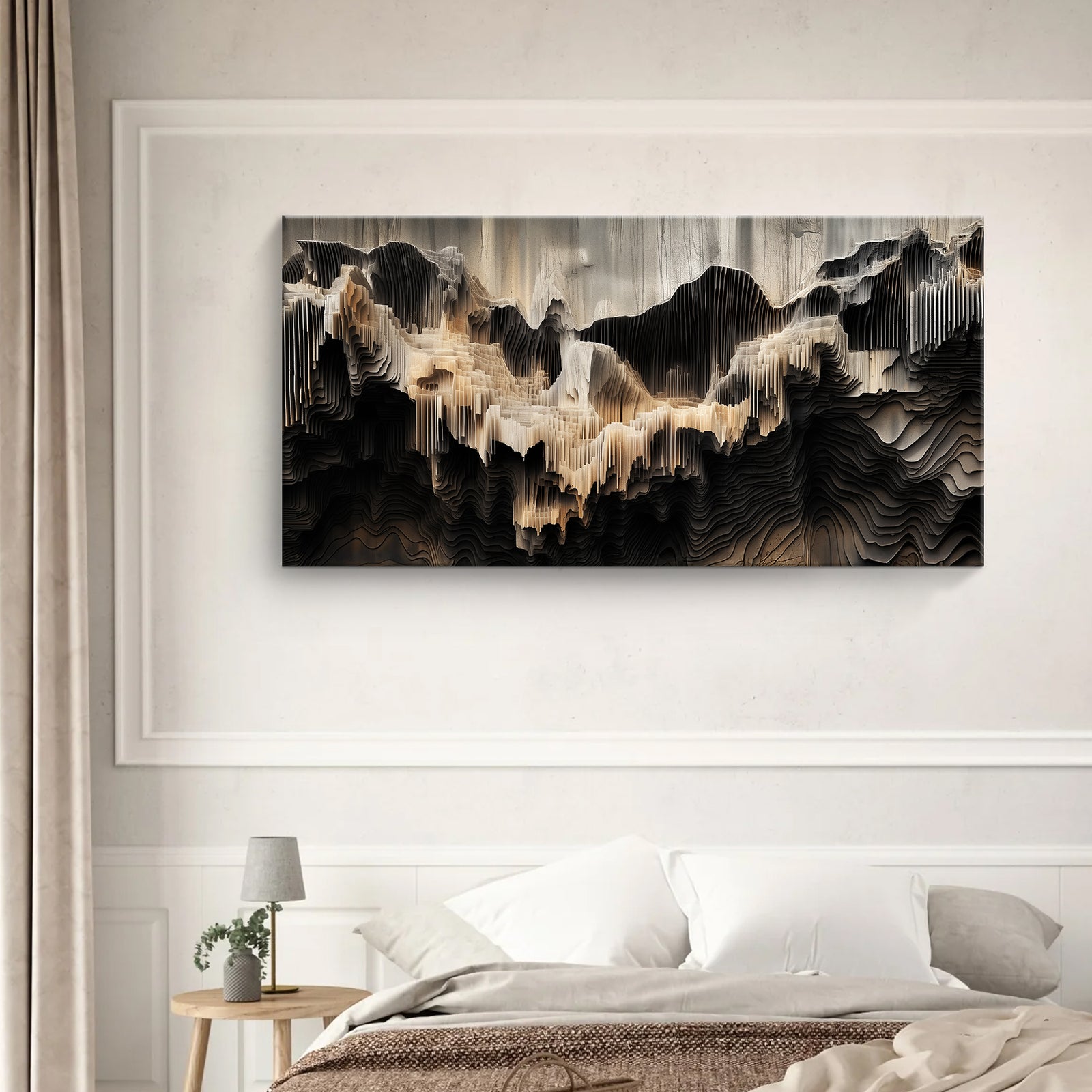 Textured Mountain Landscape Abstract Canvas Wall Art for Living Room