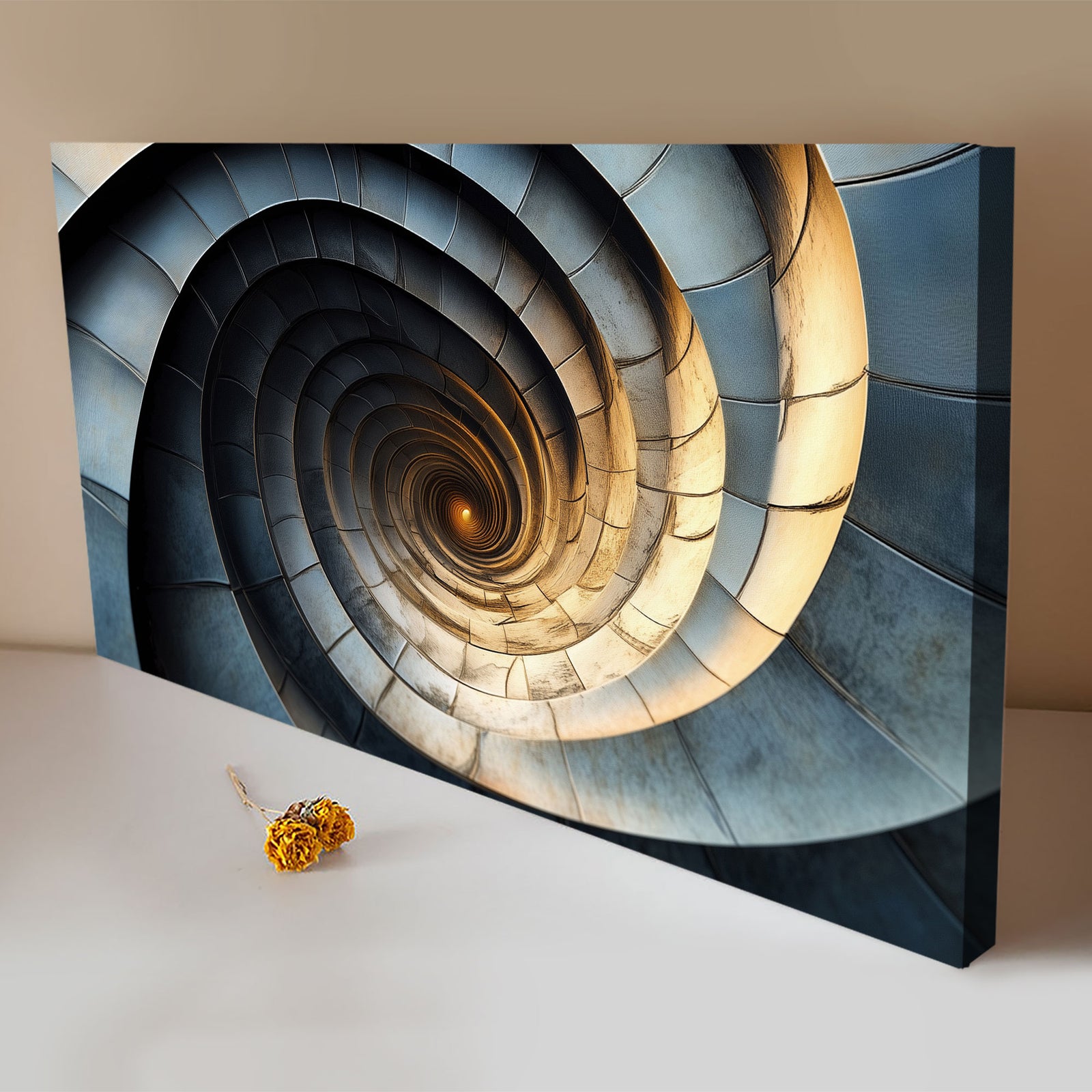 Spiral Architecture Abstract Canvas Wall Art for Living Room