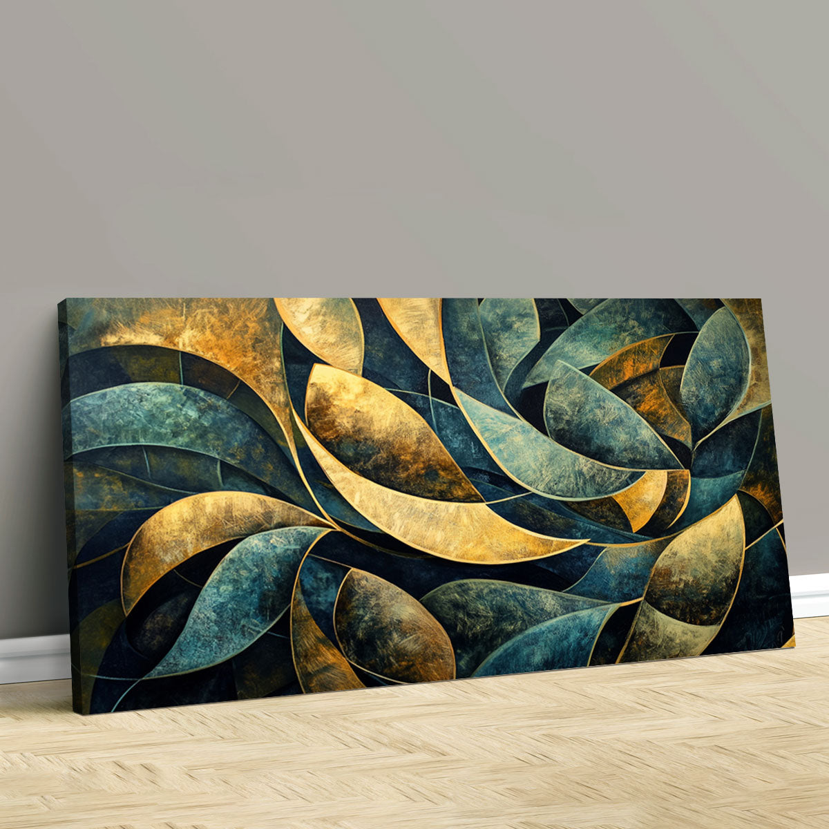 Elegant Curved Geometric Abstract Canvas Wall Art for Living Room