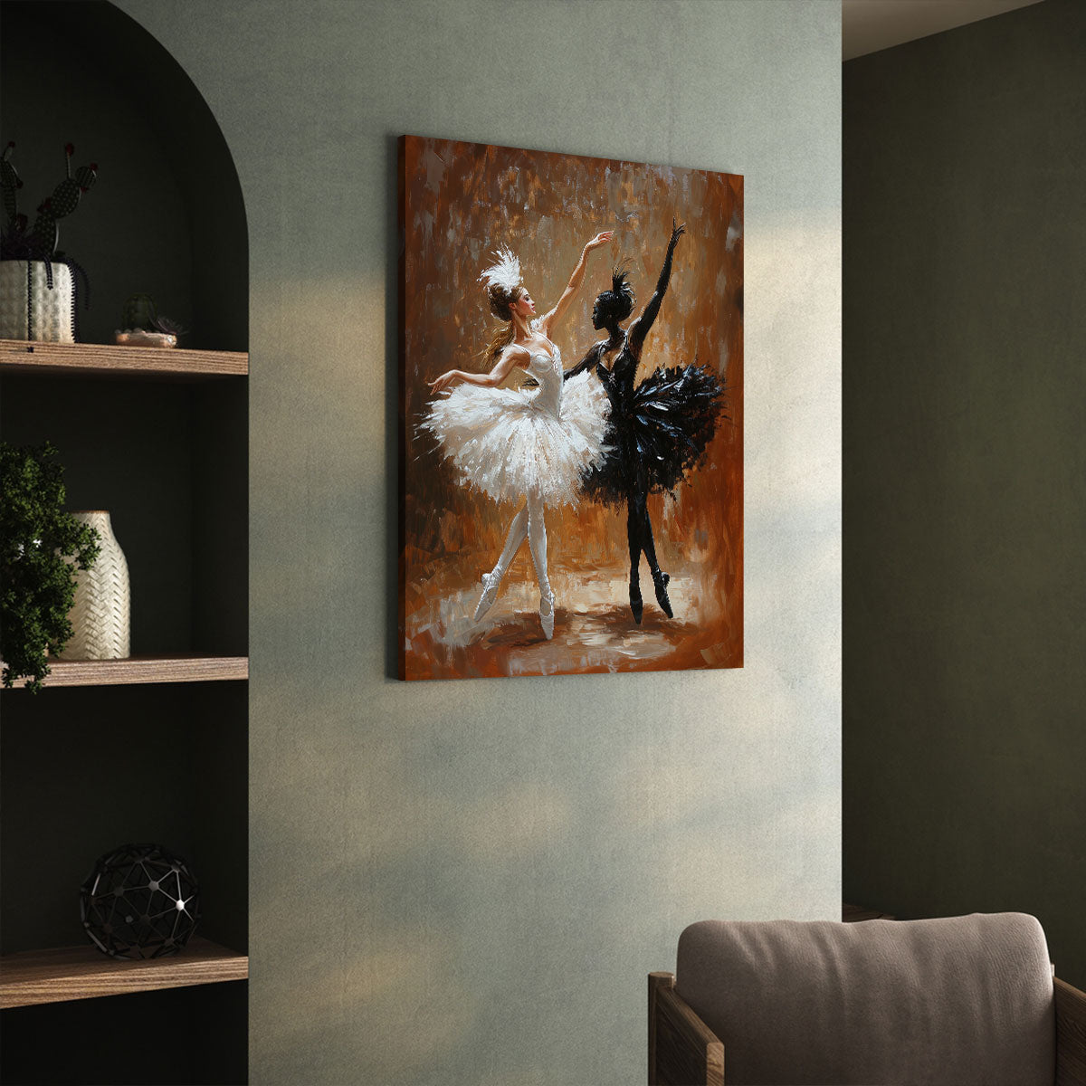 Swan Lake Ballet Dancers Oil Painting Canvas Wall Art