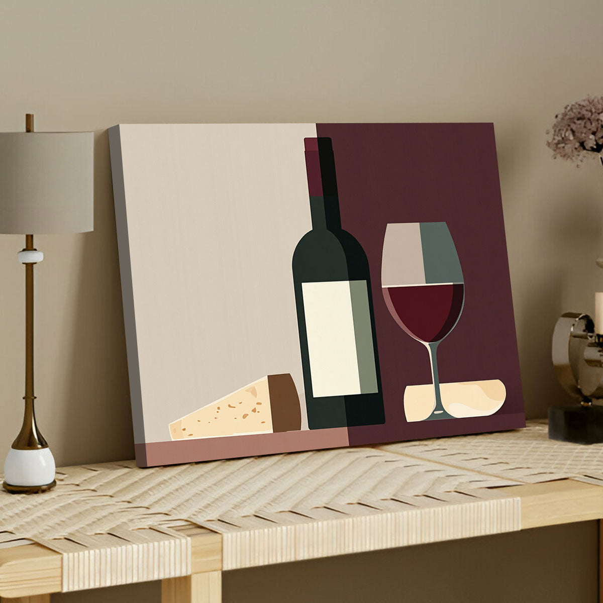 Minimalist Wine Bottle Canvas Wall Art