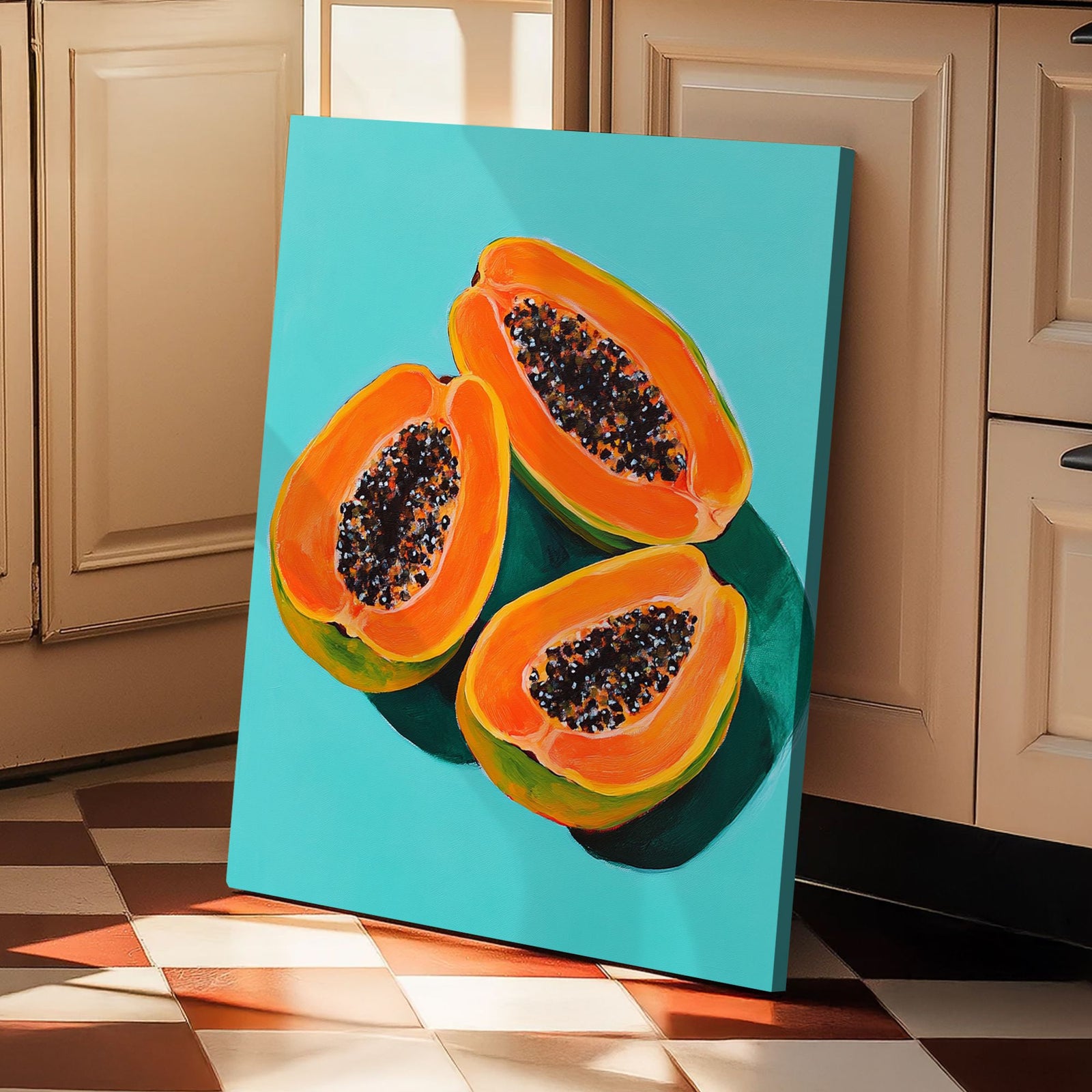 Juicy Papaya Fruit Canvas Vintage Artwork