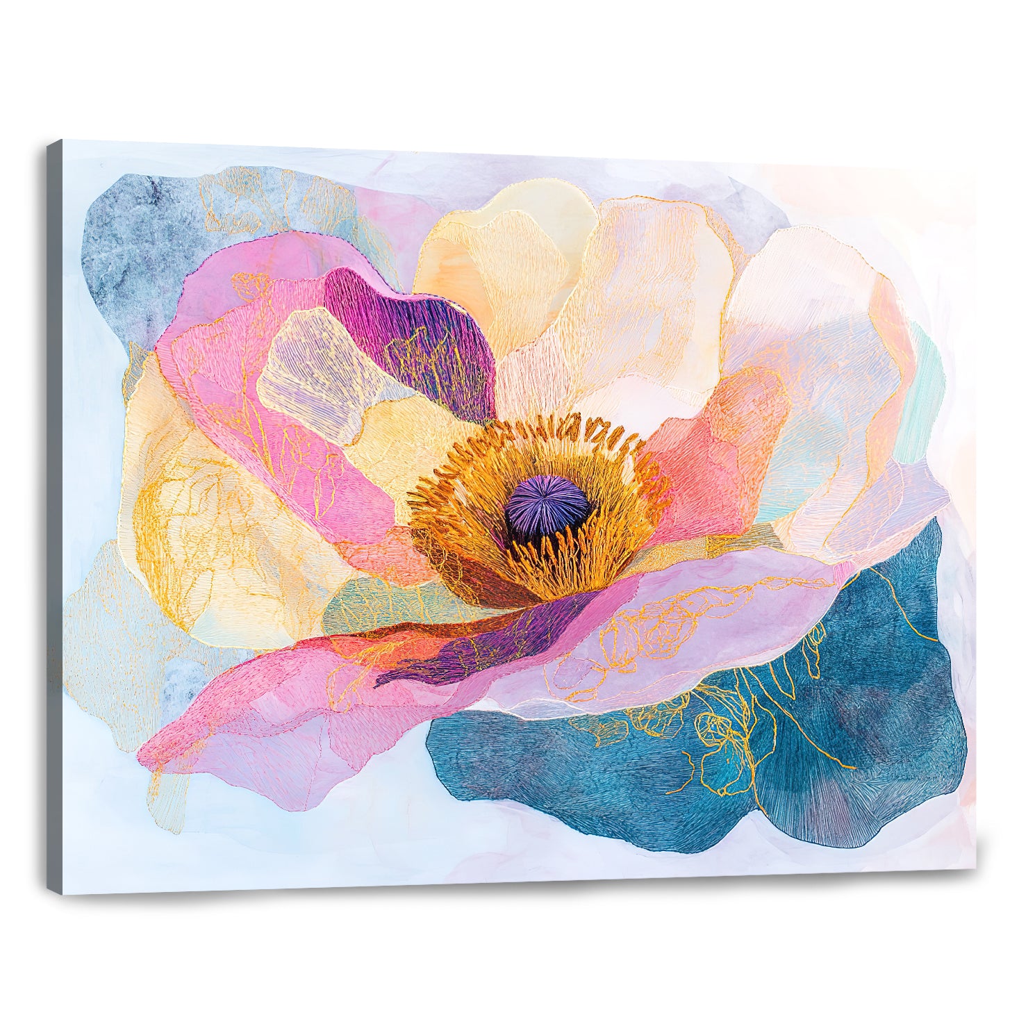 Floral Radiance Abstract Floral Canvas Print for Living Room
