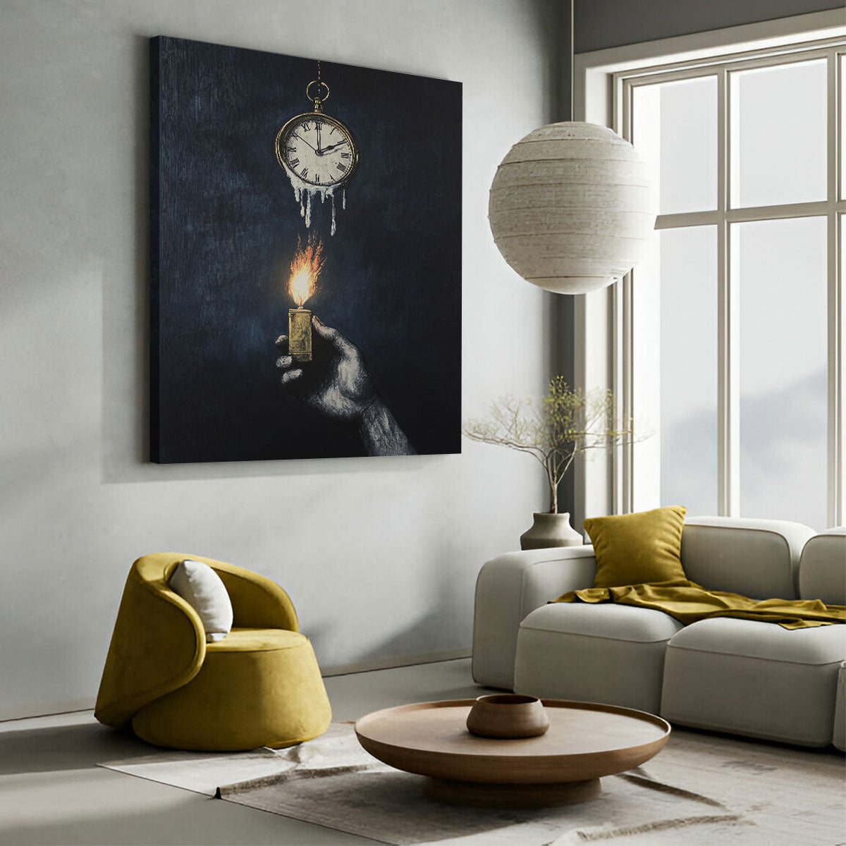 Clock Surreal Mixed-Media Canvas Wall Art