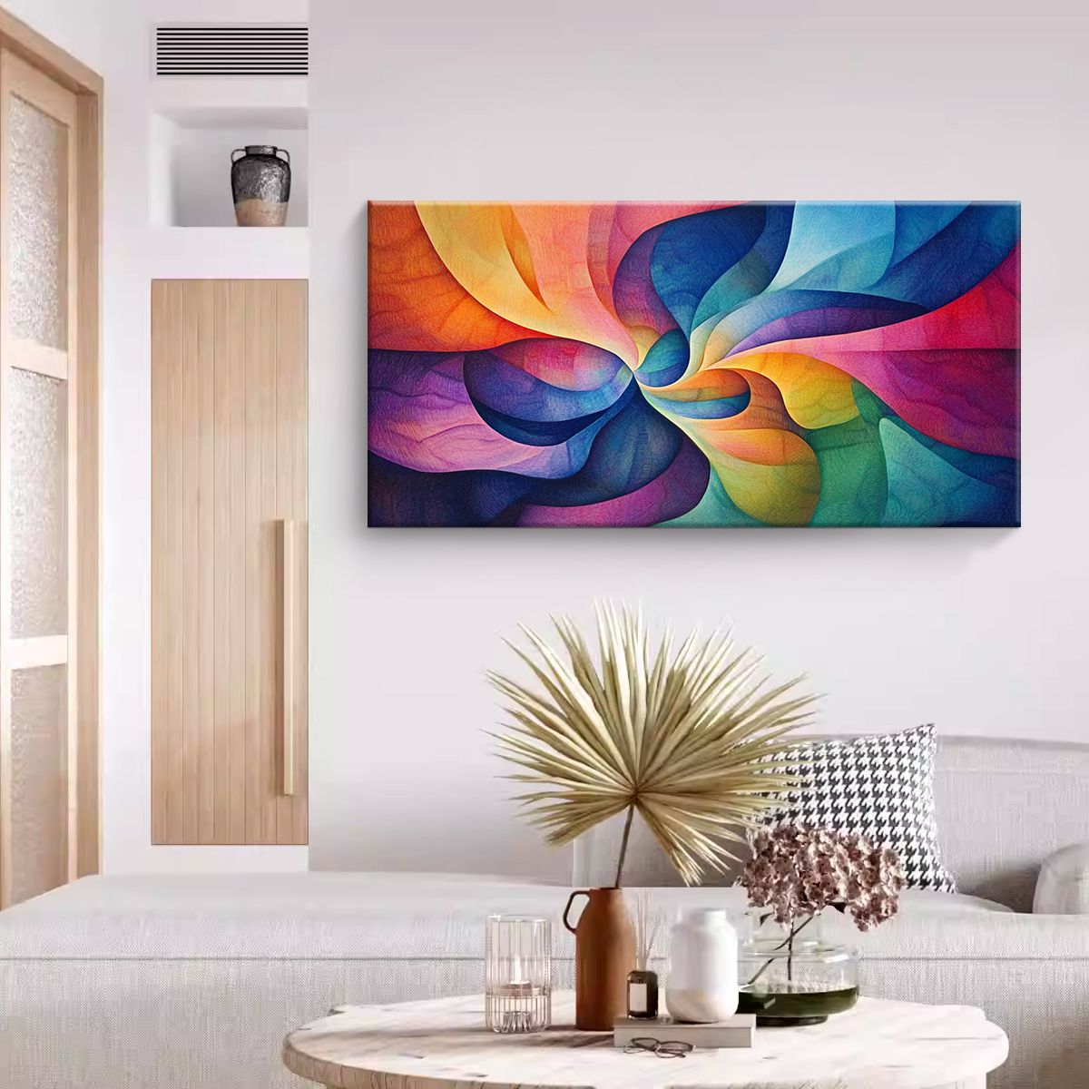 Vibrant Swirl Abstract Canvas Wall Art for Living Room