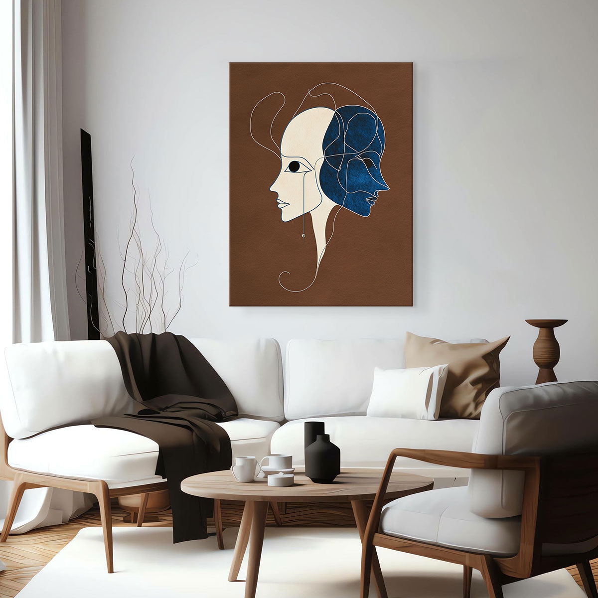 Two Face Abstract Minimalist Canvas Wall Art