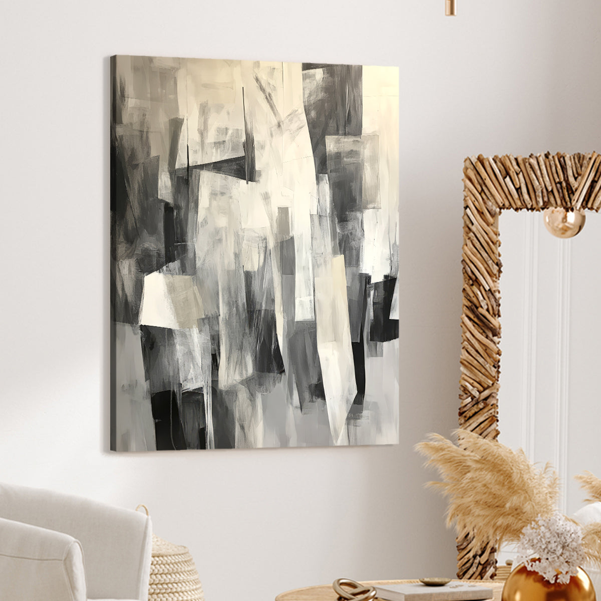 Monochrome Essence Abstract Canvas Print for Living Room