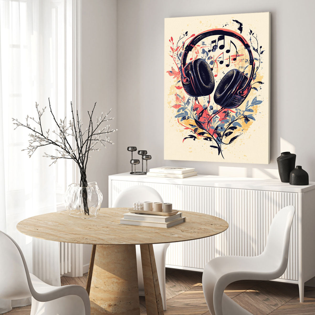 Music Headphones - Modern Minimal Canvas Wall Art