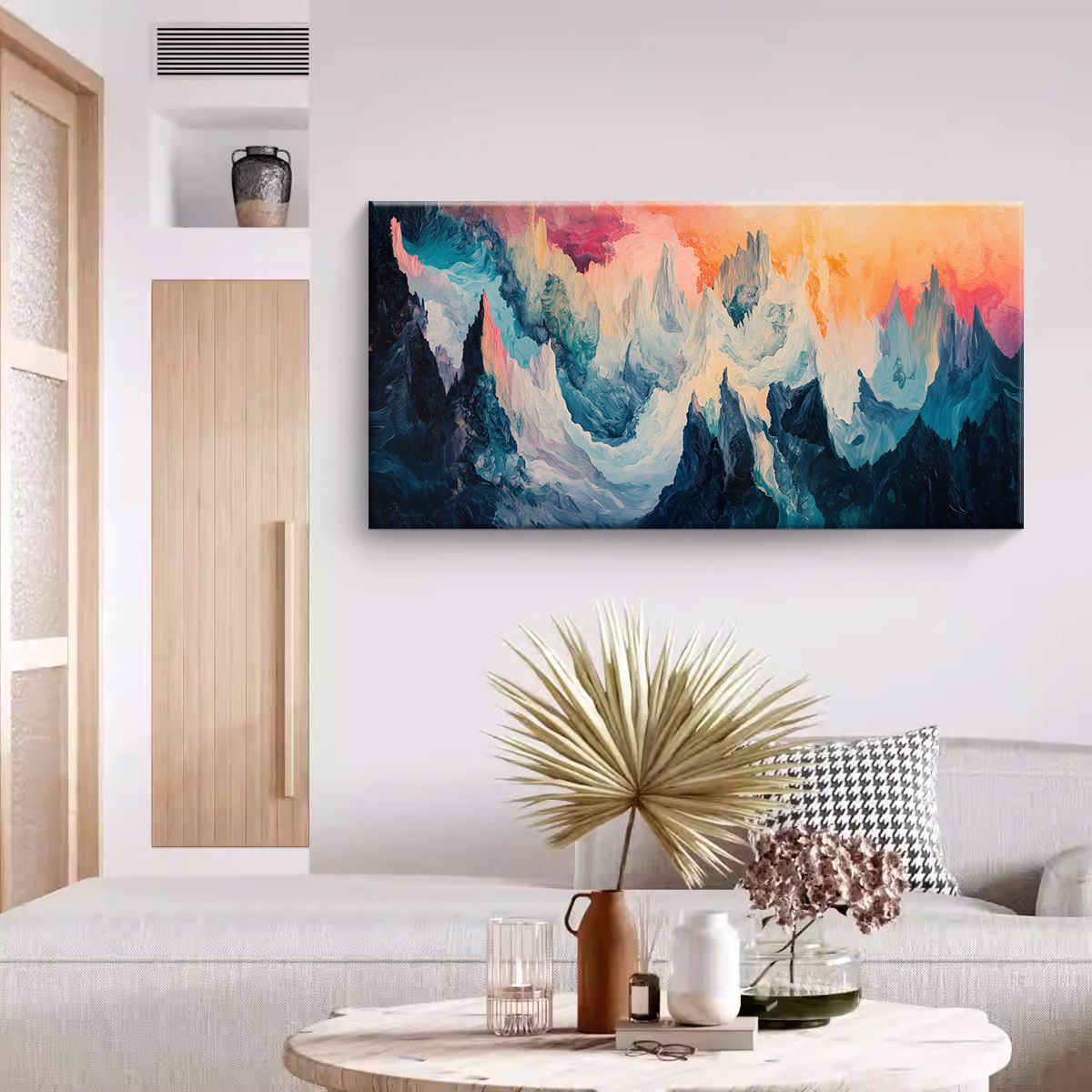 Celestial Peaks Landscape Abstract Canvas Wall Art for Living Room