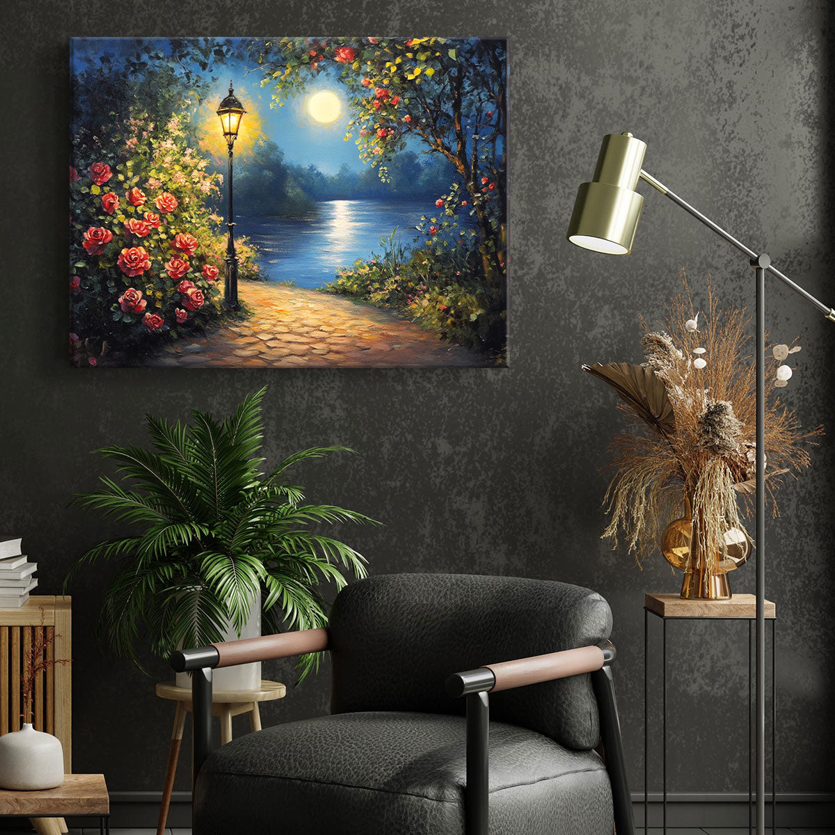 Serene Lake Oil Painting - Minimalist Canvas Wall Art