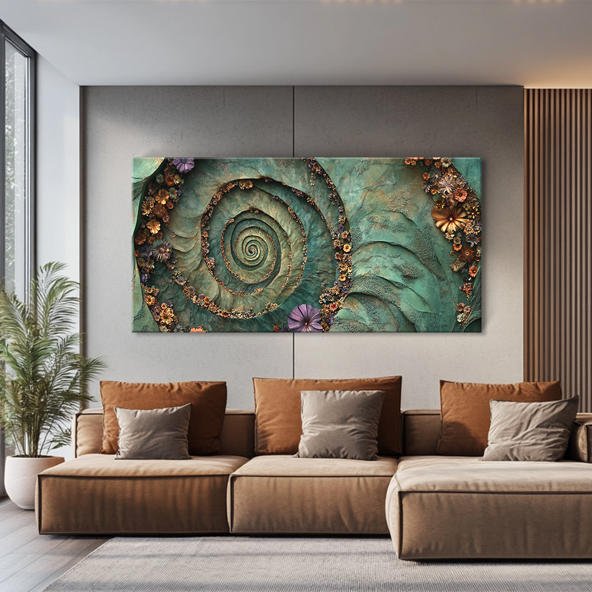 Floral Spiral Nature Abstract Canvas Wall Art for Living Room