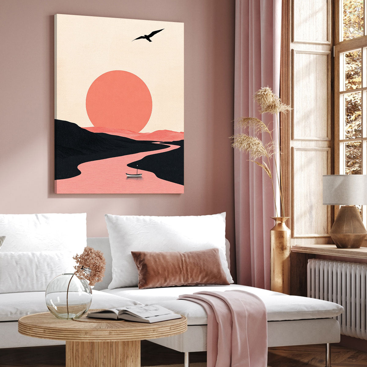 Sunset River Scene Modern Wall Artwork
