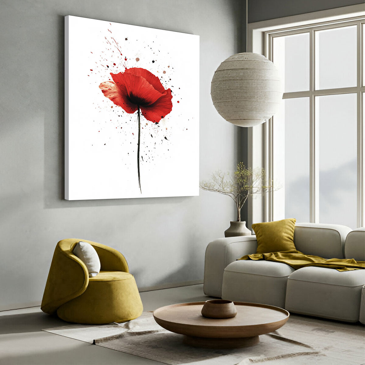 Poppy With Splashes Abstract Wall Art
