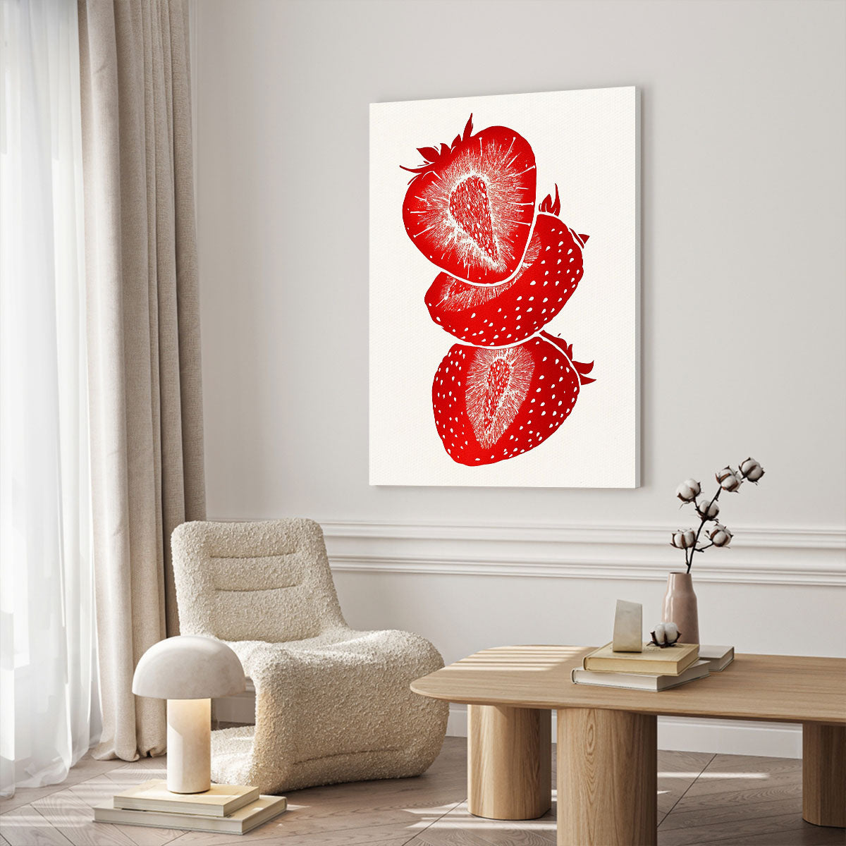 Ruby Strawberry Slices Abstract Wall Art
