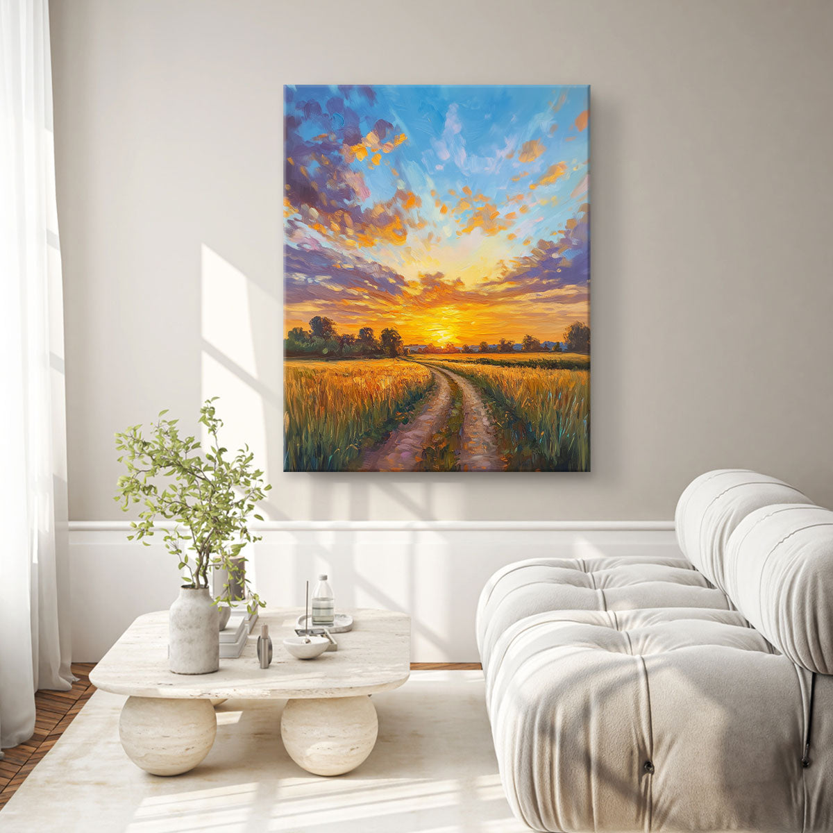 Golden Field Path Sunset Fine Arts Print