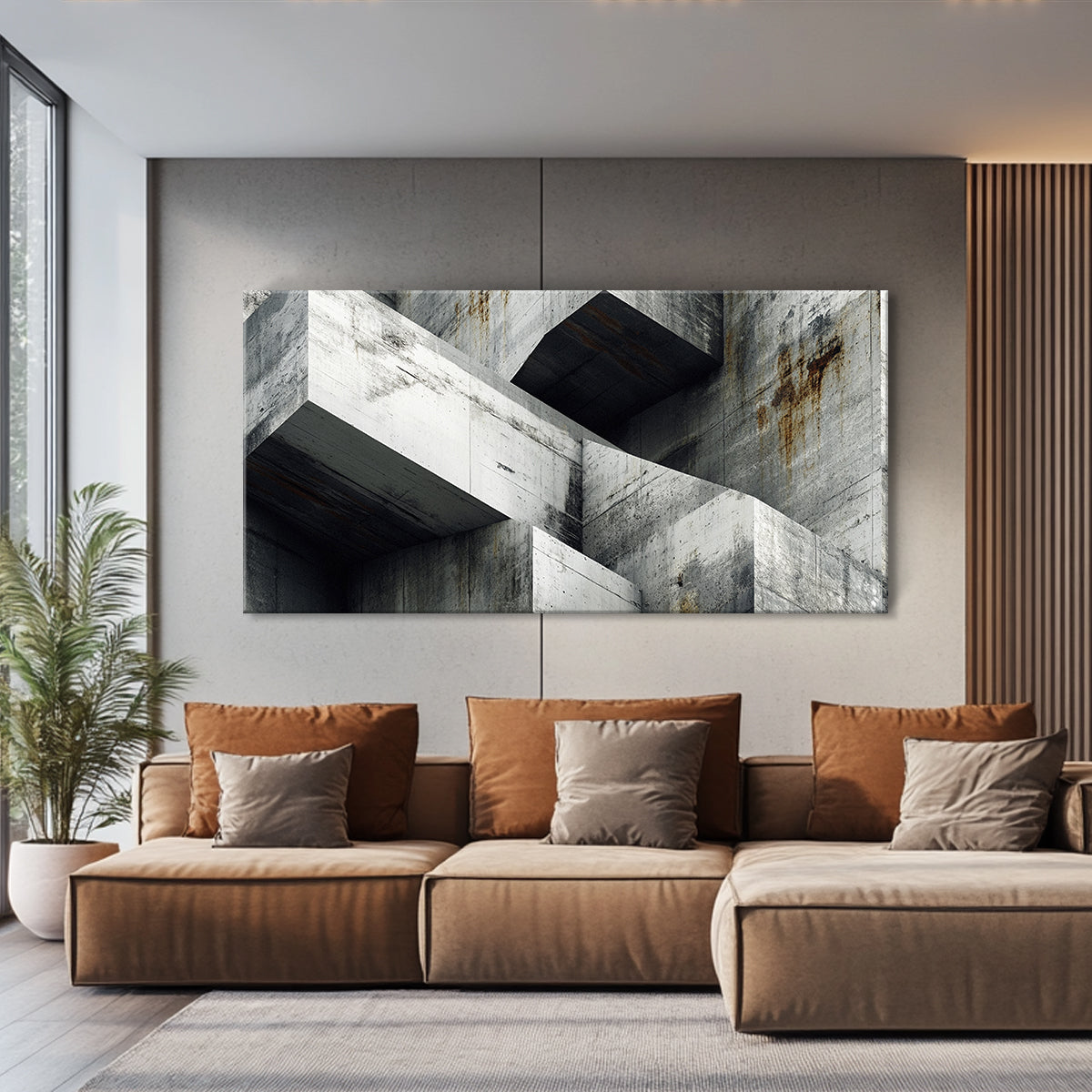 Geometric Deconstruction Industrial Abstract Canvas Wall Art