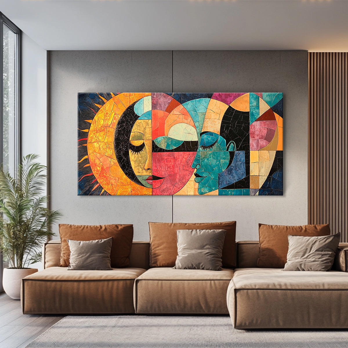 Celestial Embrace Vibrant Abstract Canvas Wall Art