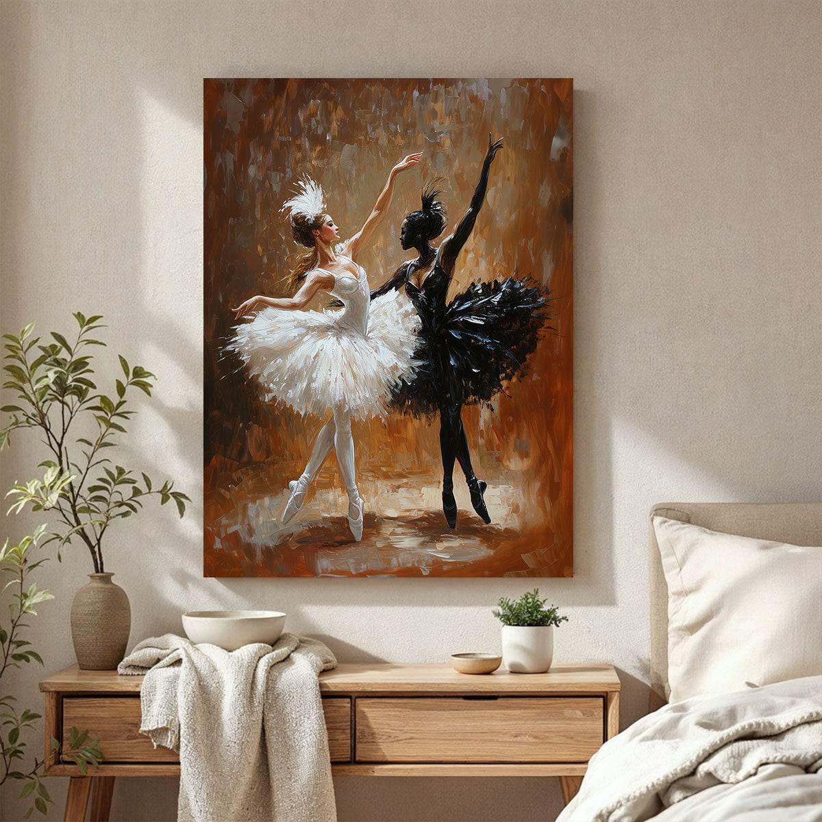 Swan Lake Ballet Dancers Oil Painting Canvas Wall Art