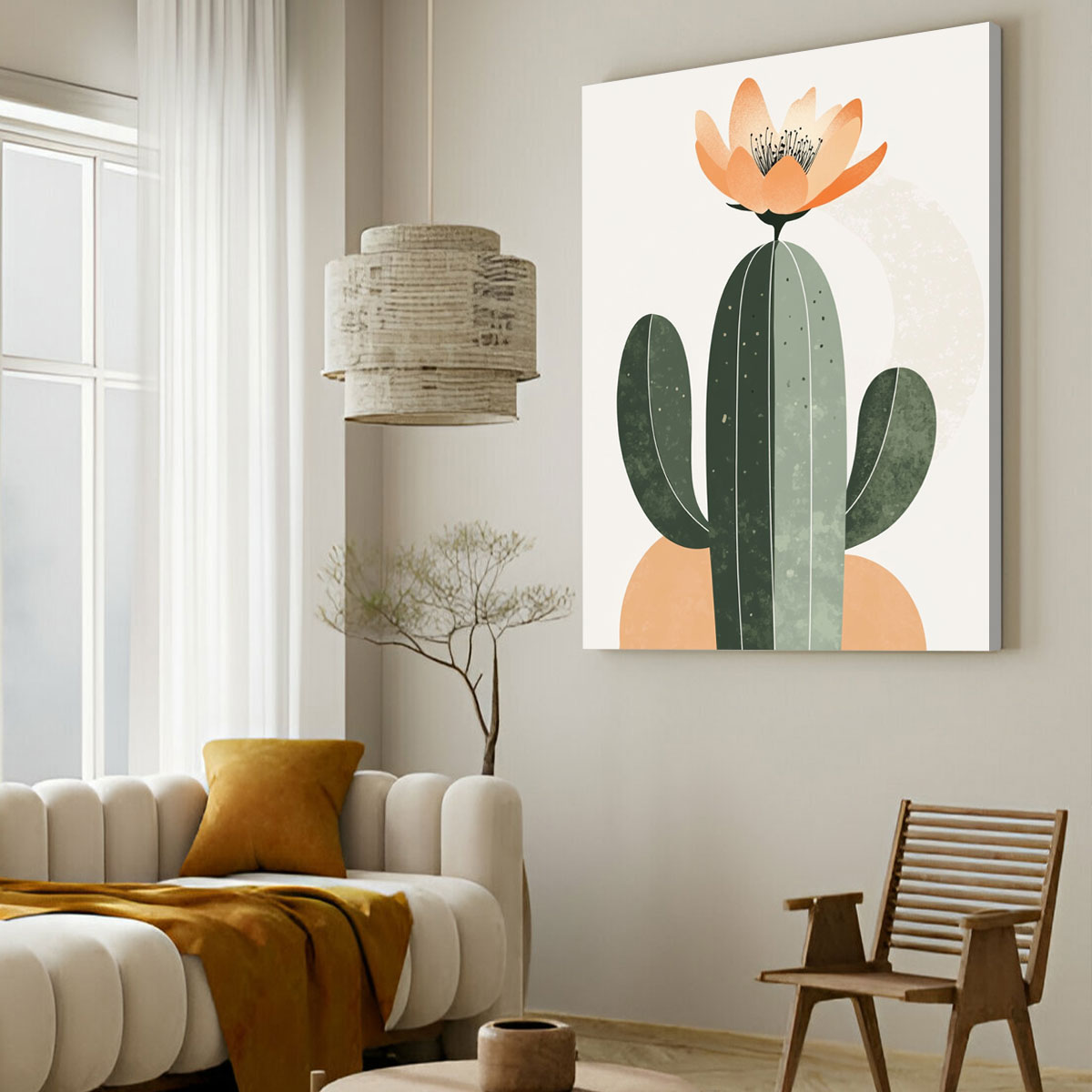 Minimalist Cactus Canvas Wall Art