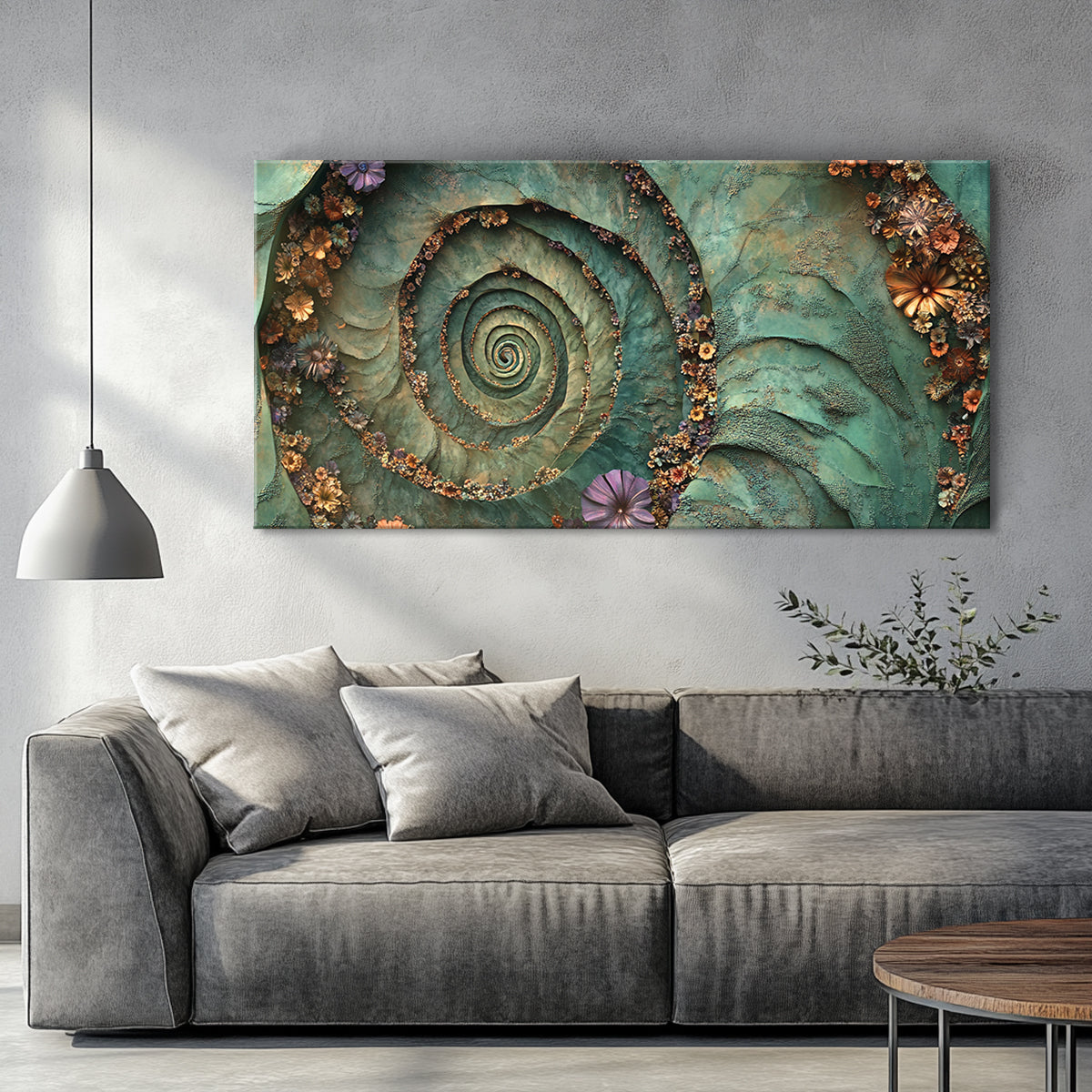 Floral Spiral Nature Abstract Canvas Wall Art for Living Room