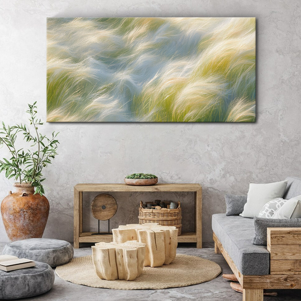 Whispers of Grass Impressionism Abstract Canvas Wall Art