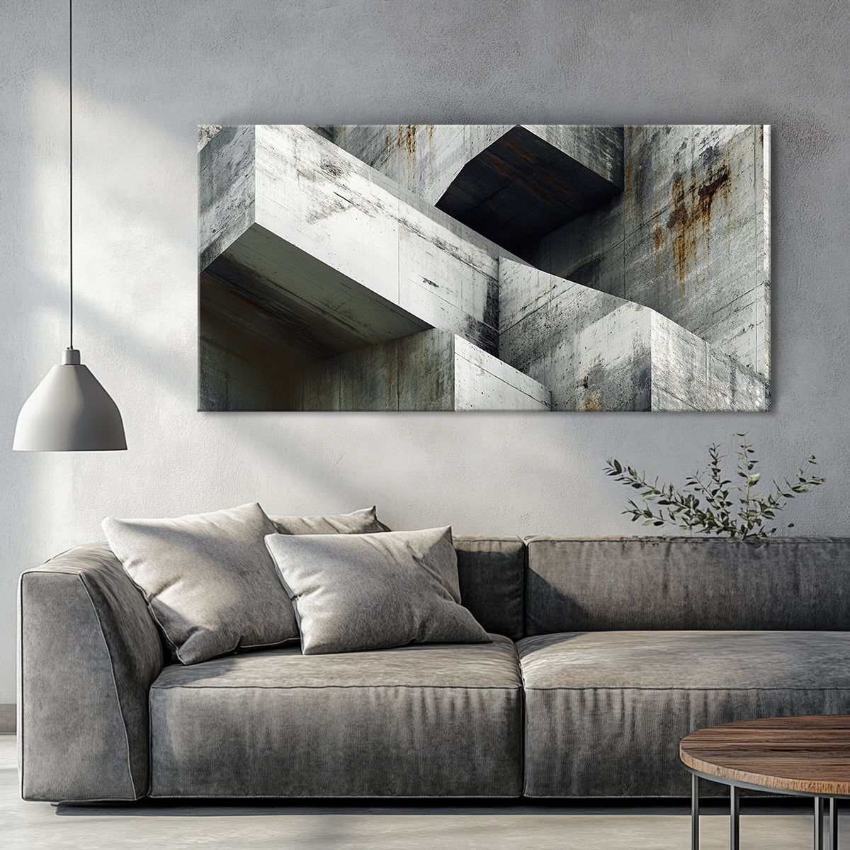 Geometric Deconstruction Industrial Abstract Canvas Wall Art