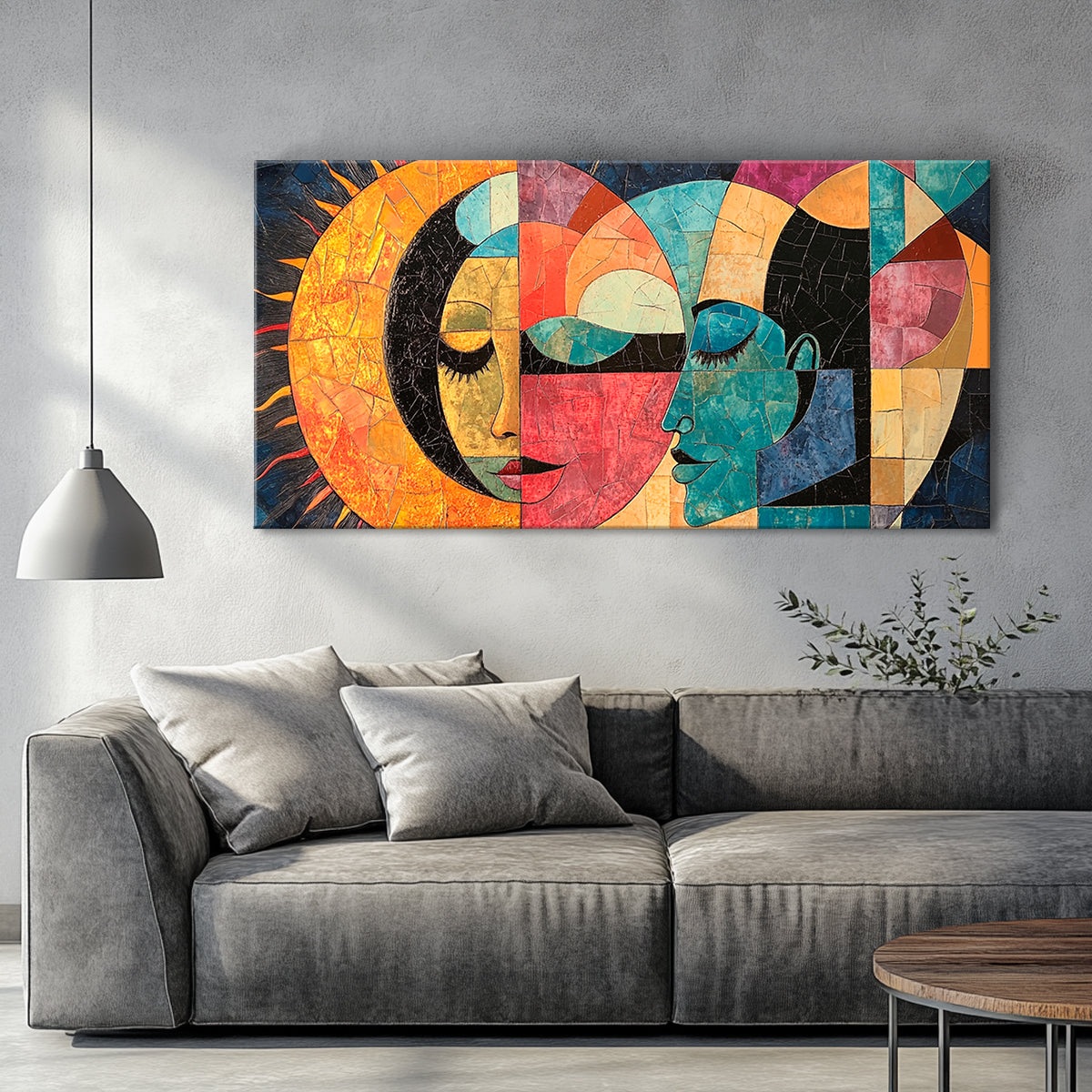 Celestial Embrace Vibrant Abstract Canvas Wall Art