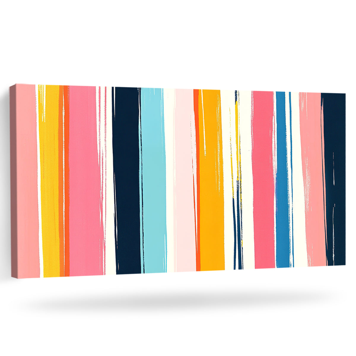 Vibrant Stripes Geometric Abstract Canvas Print for Living Room