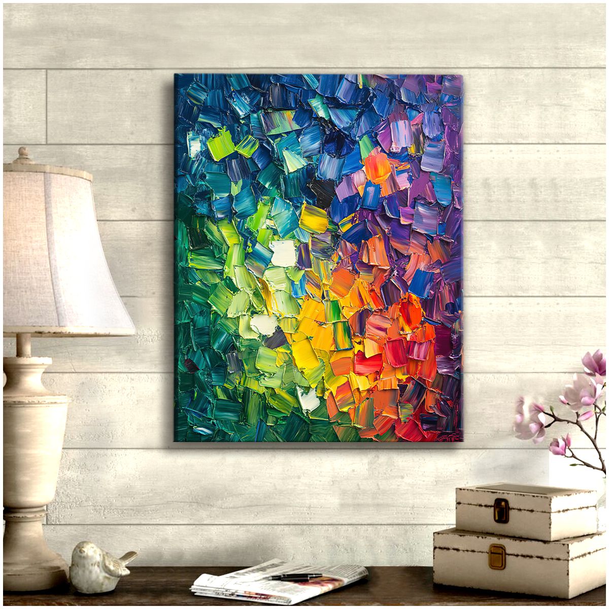 Radiant Energy Abstract Geometric Canvas Print for Living Room