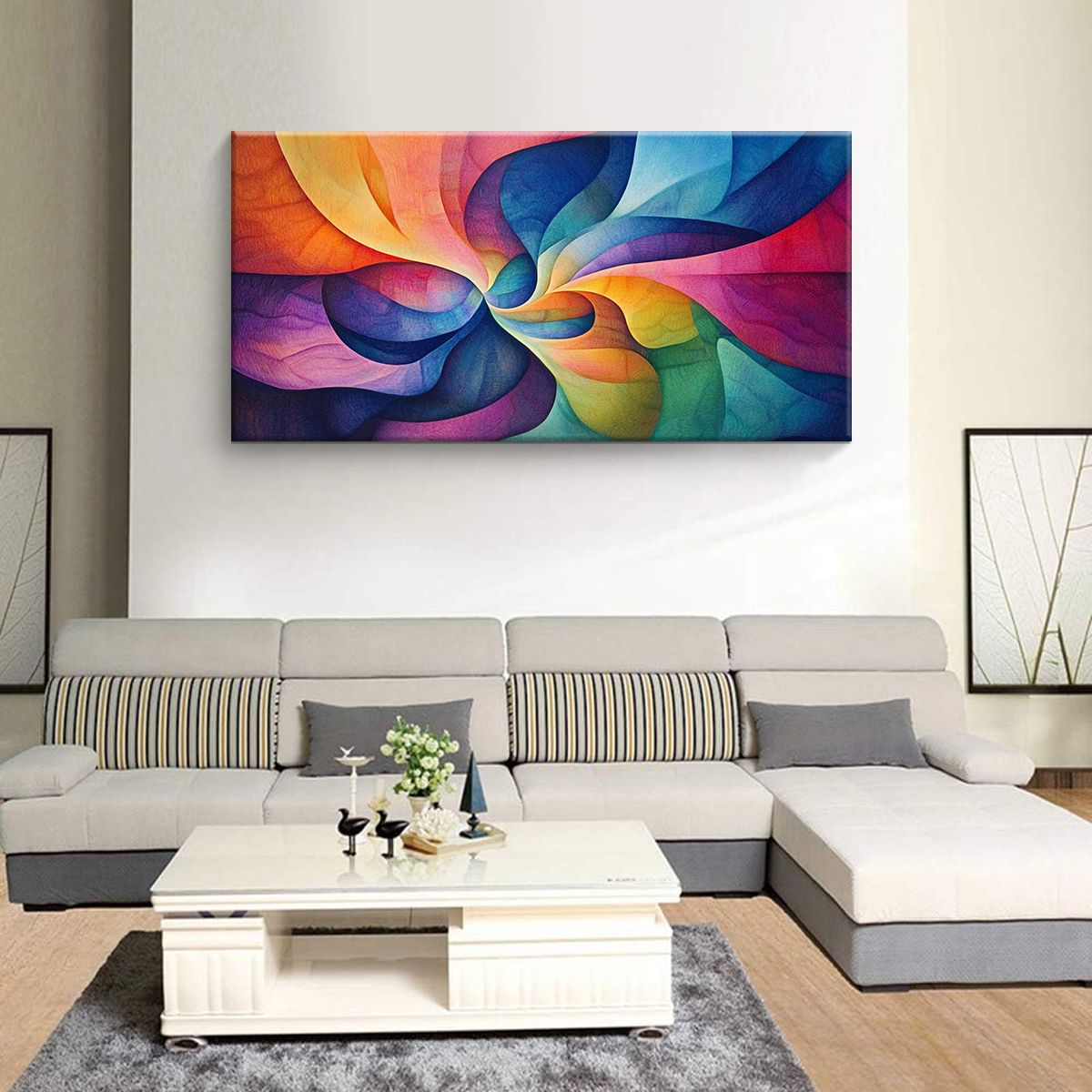 Vibrant Swirl Abstract Canvas Wall Art for Living Room