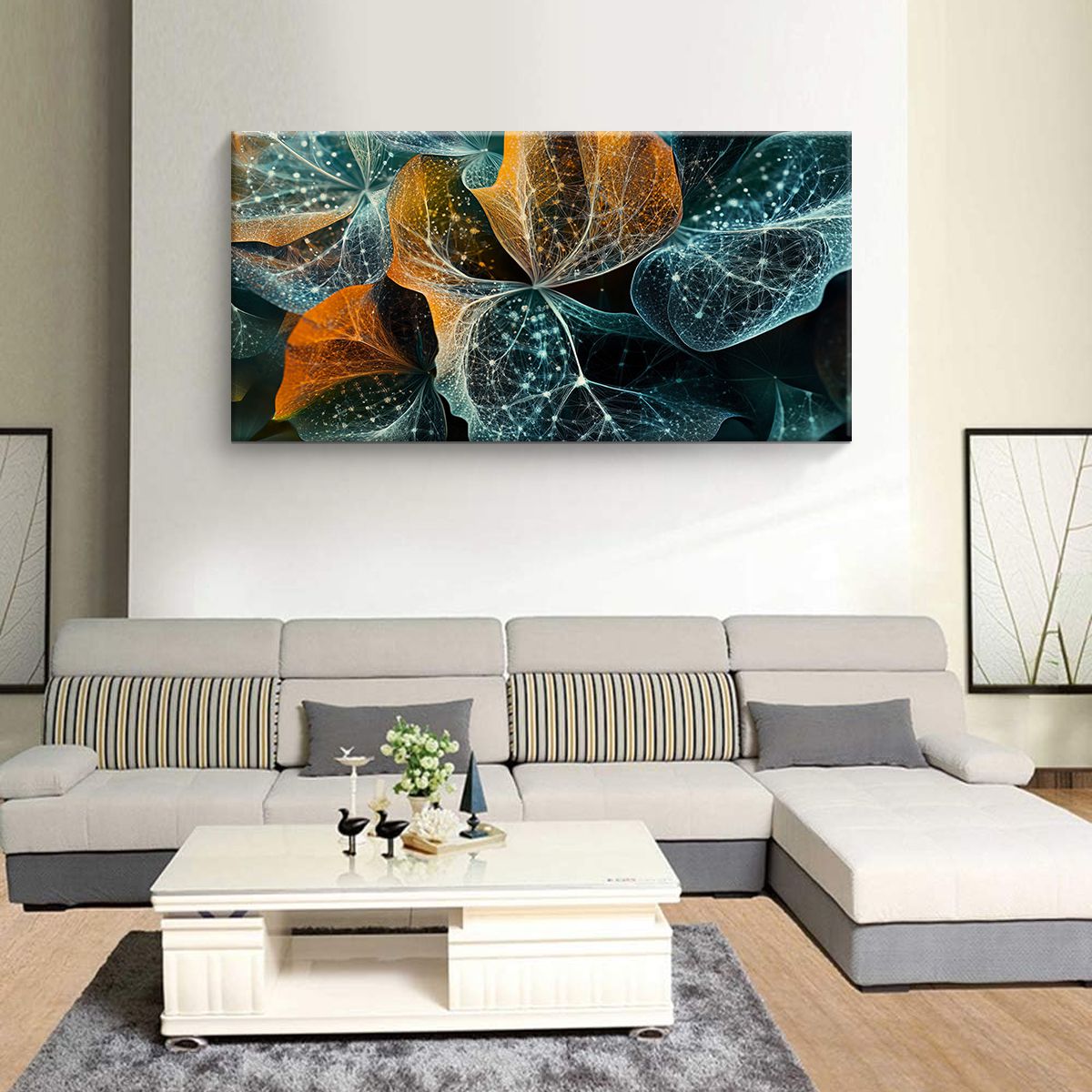 Luminous Leaves Landscape Abstract Canvas Wall Art for Living Room