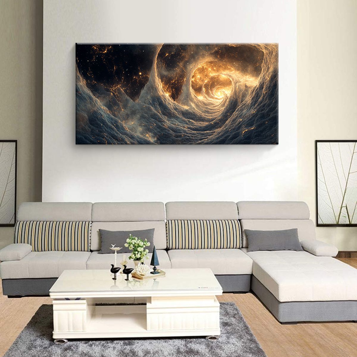 Cosmic Spiral Contemporary Abstract Canvas Wall Art for Living Room