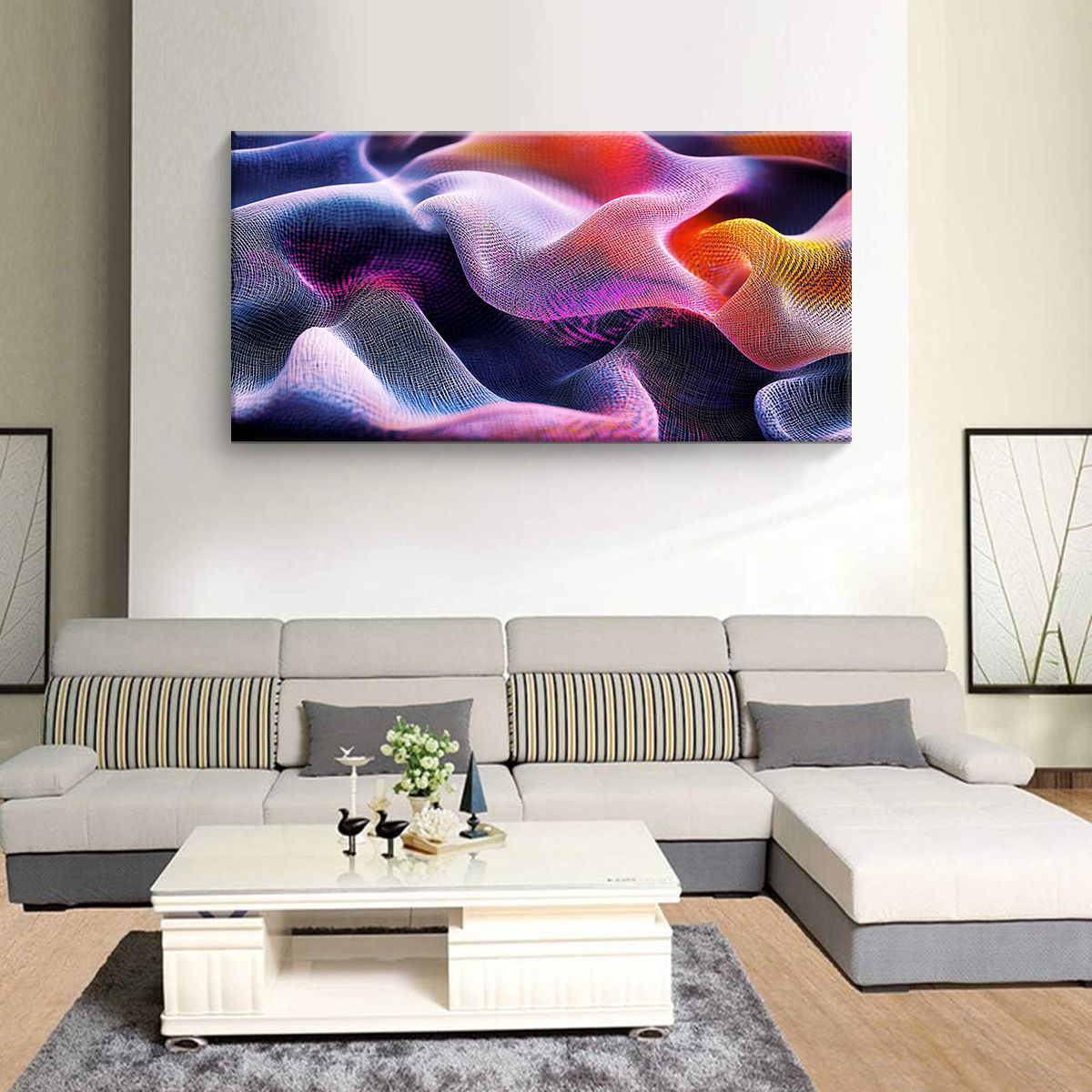 Vibrant Fluidity Modern Abstract Canvas Wall Art for Living Room