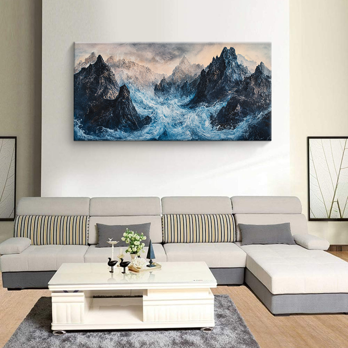 Tempestuous Peaks Landscape Abstract Canvas Wall Art for Living Room