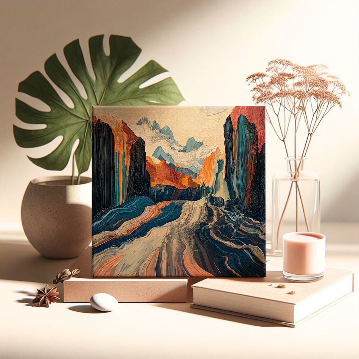 Fluid Horizons Abstract Canvas Wall Art for Living Room