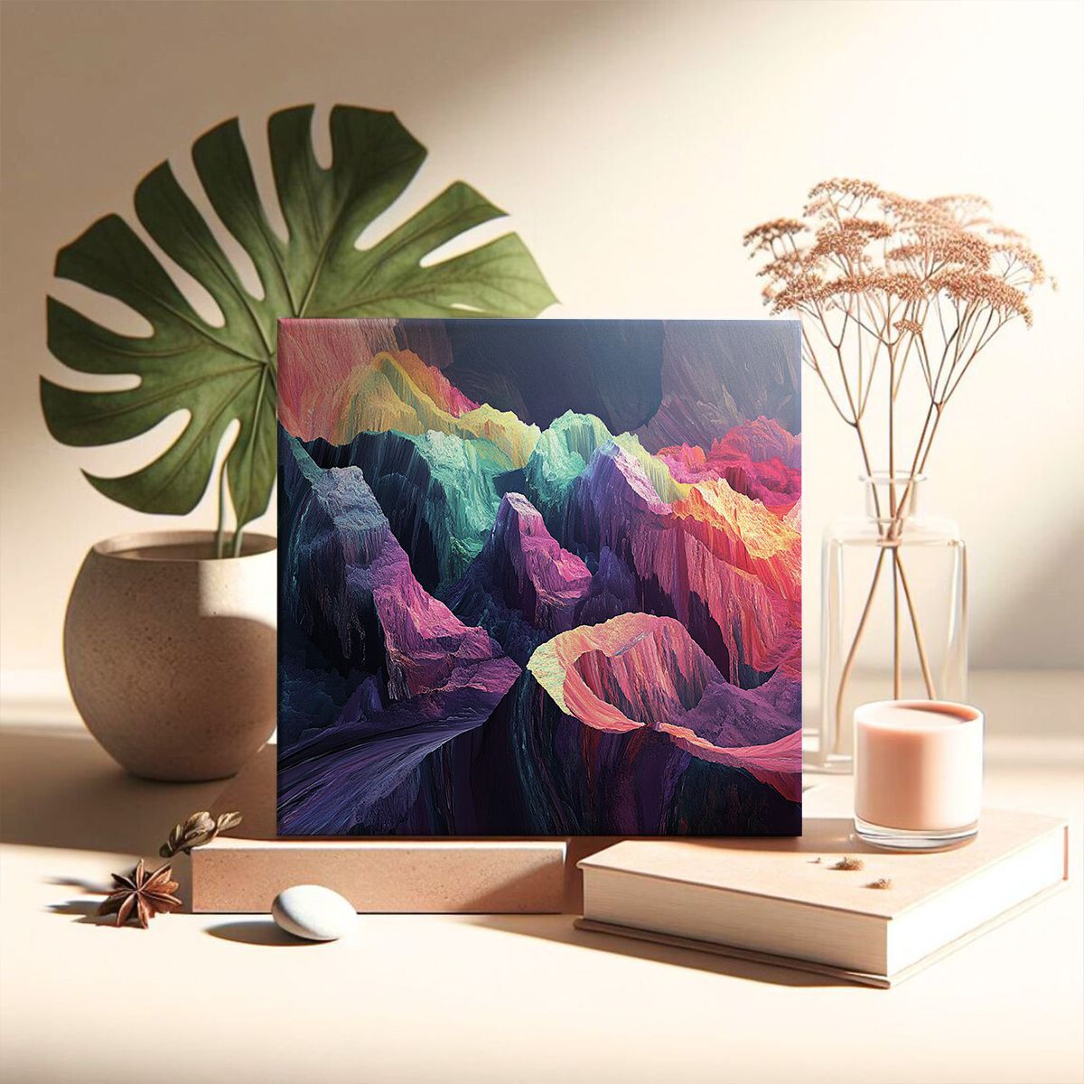 Vibrant Peaks Landscape Abstract Canvas Wall Art for Living Room