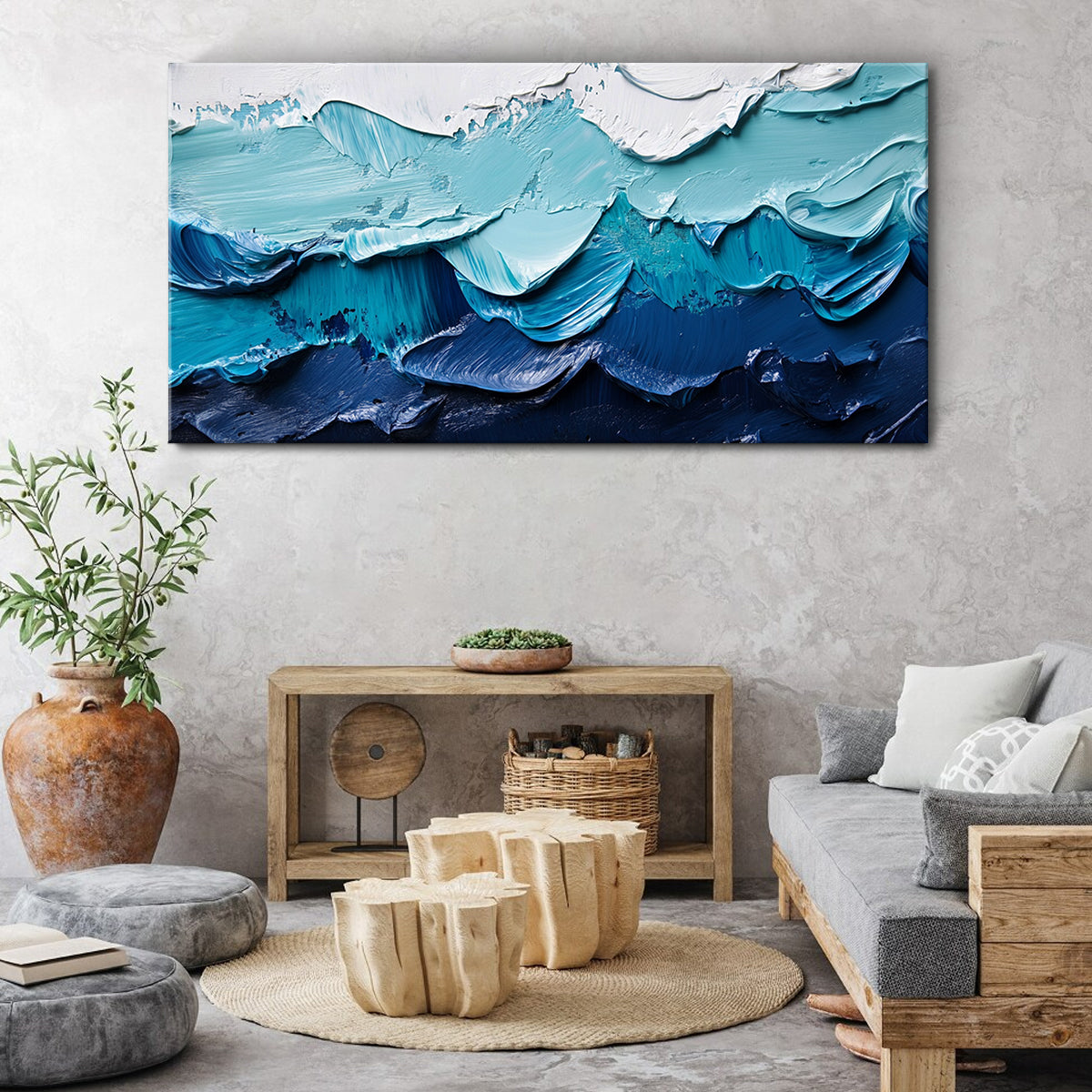Oceanic Layers Landscape Abstract Canvas Wall Art