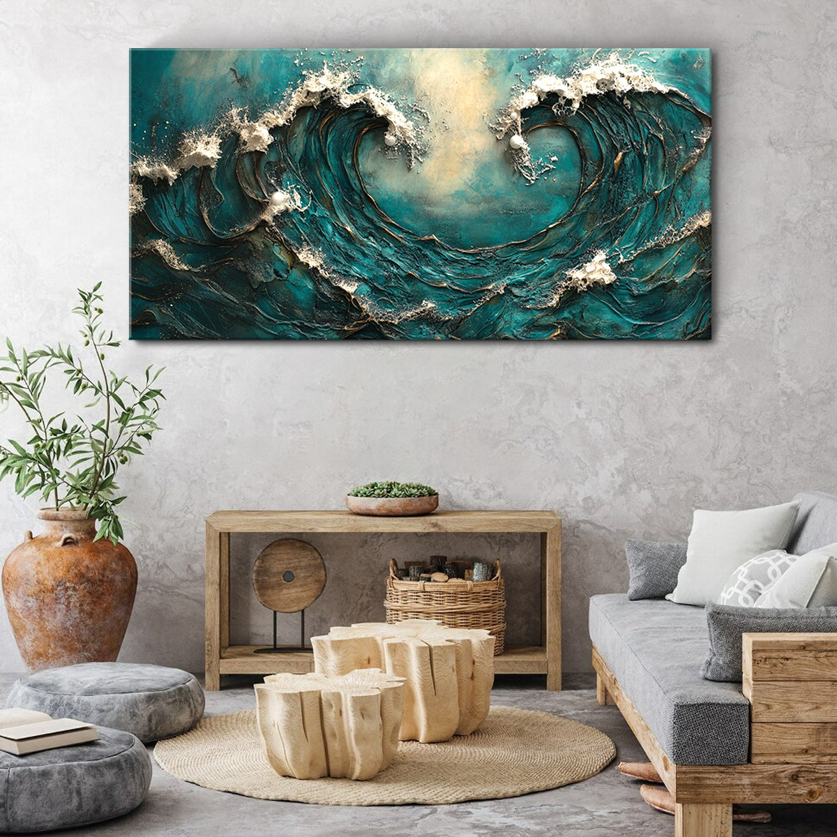 Tidal Embrace Landscape Abstract Canvas Wall Art