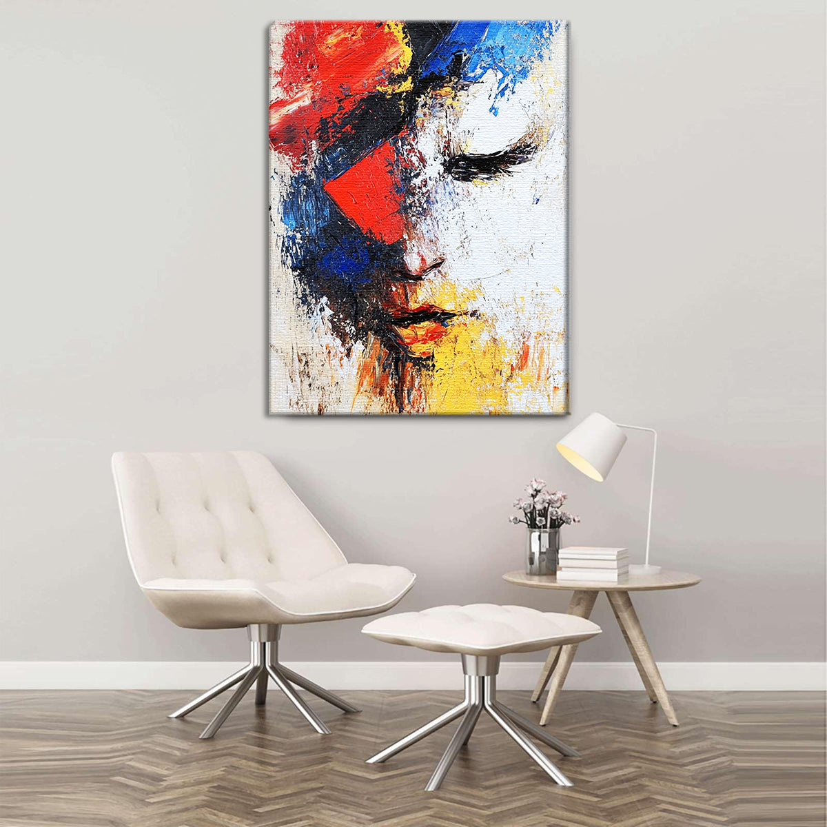 Dreaming Colors Abstract Portraiture Canvas Wall Art for Living Room