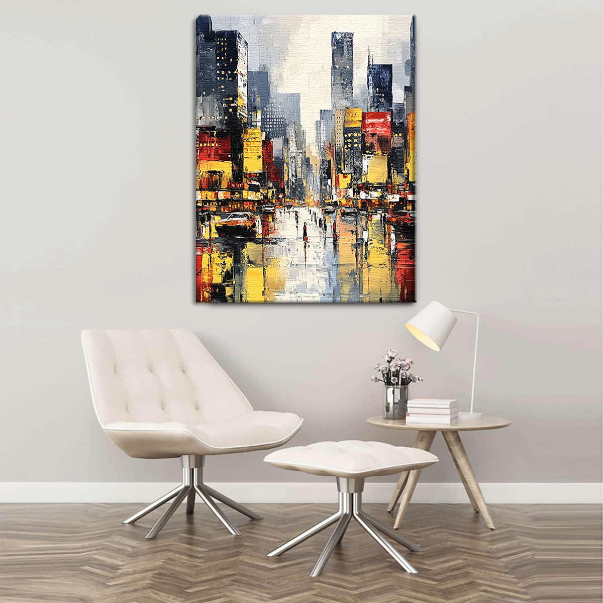 City Lights Contemporary Cityscape Abstract Canvas Wall Art