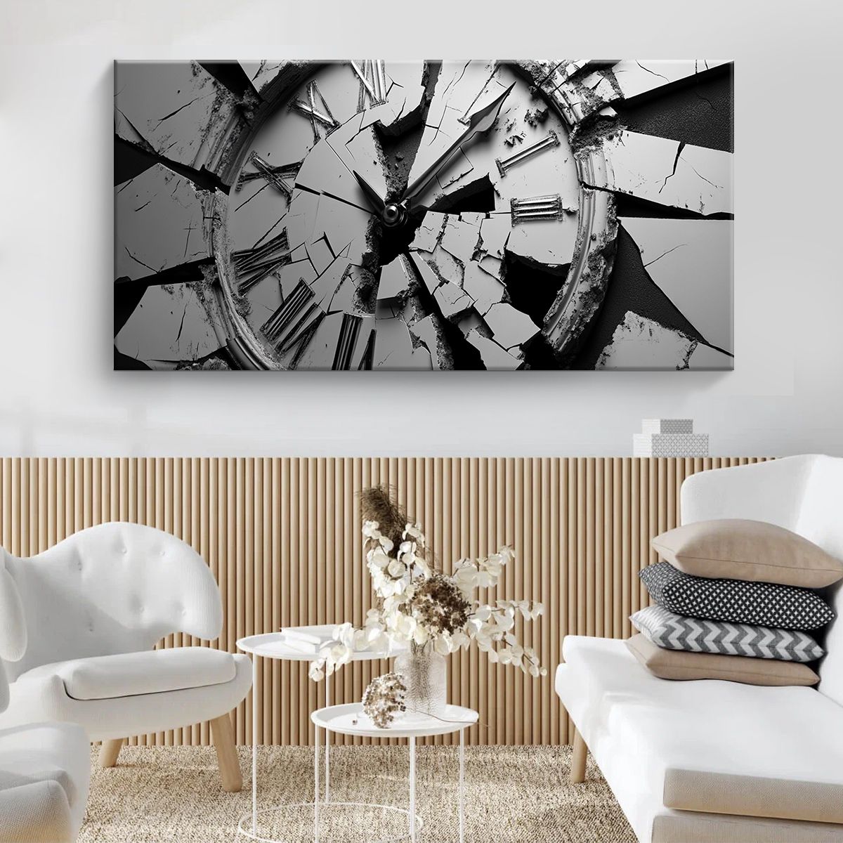 Fragmented Time Contemporary Abstract Canvas Wall Art for Living Room