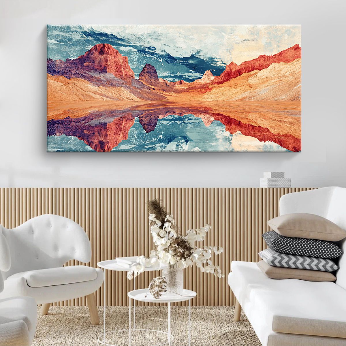 Serene Reflections Landscape Abstract Canvas Wall Art for Living Room
